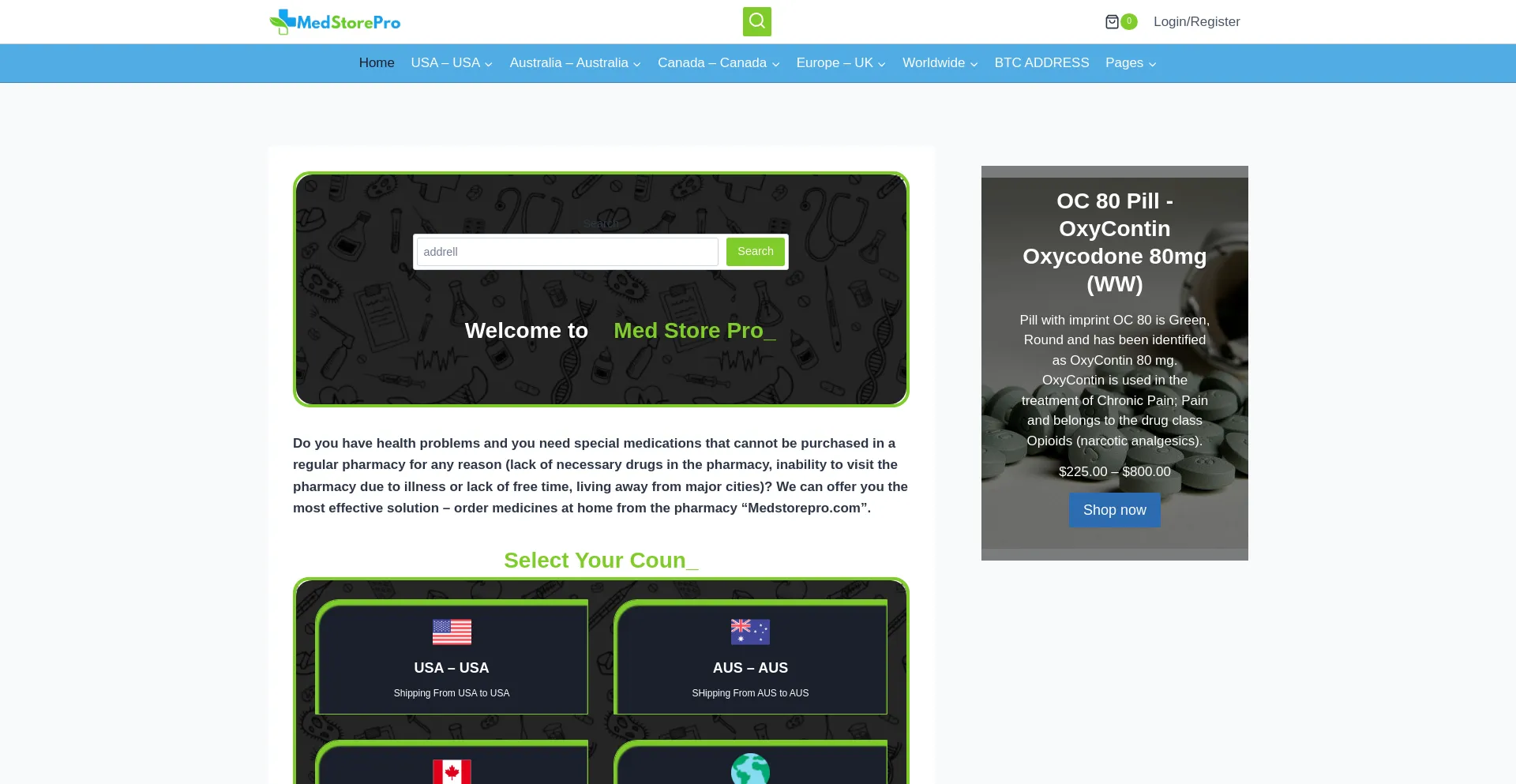 Website screenshot of Medstorepro.com