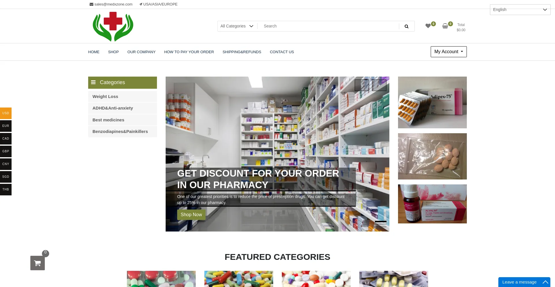 Website screenshot of Medxzone.com