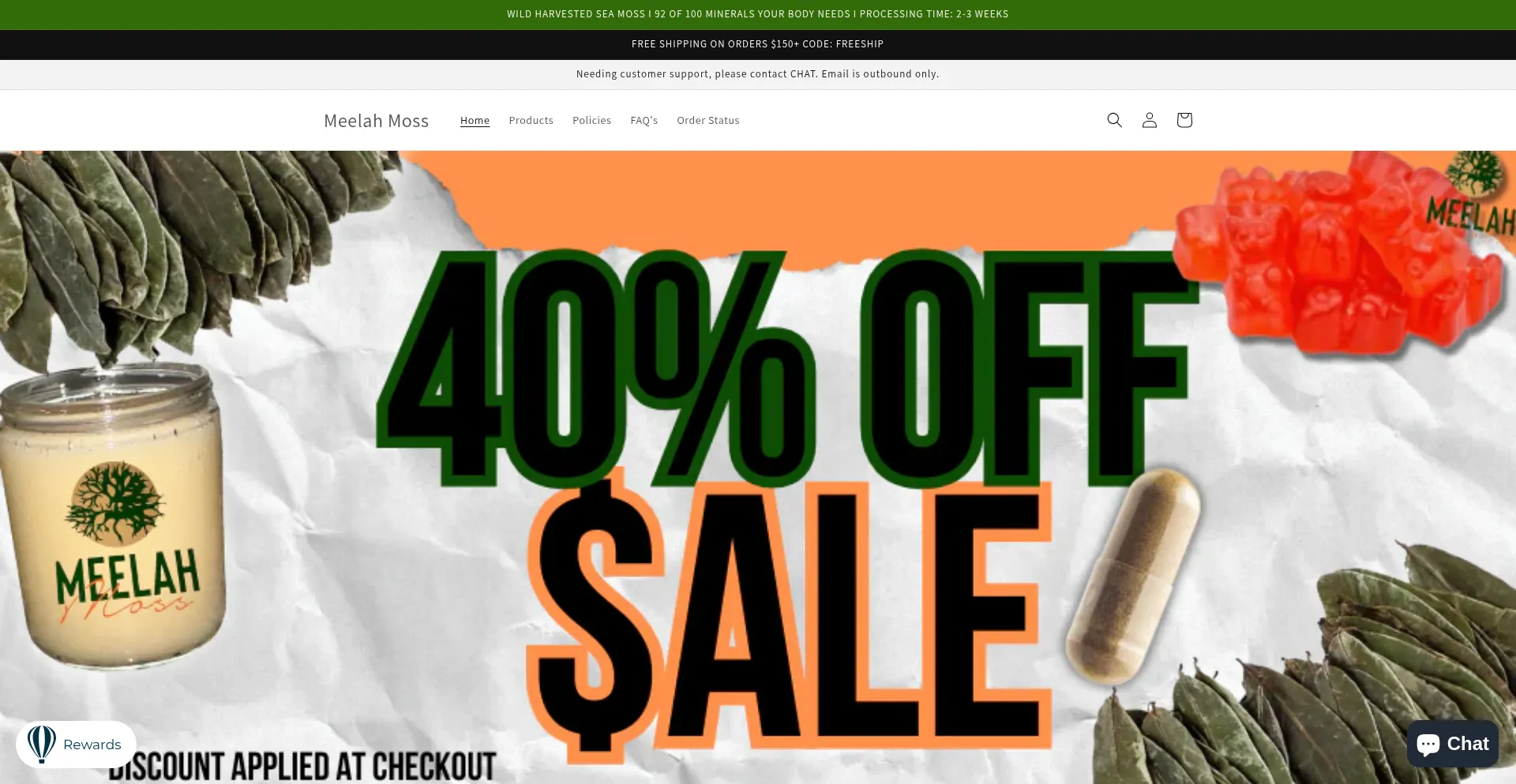 Website screenshot of Meelahmoss.com