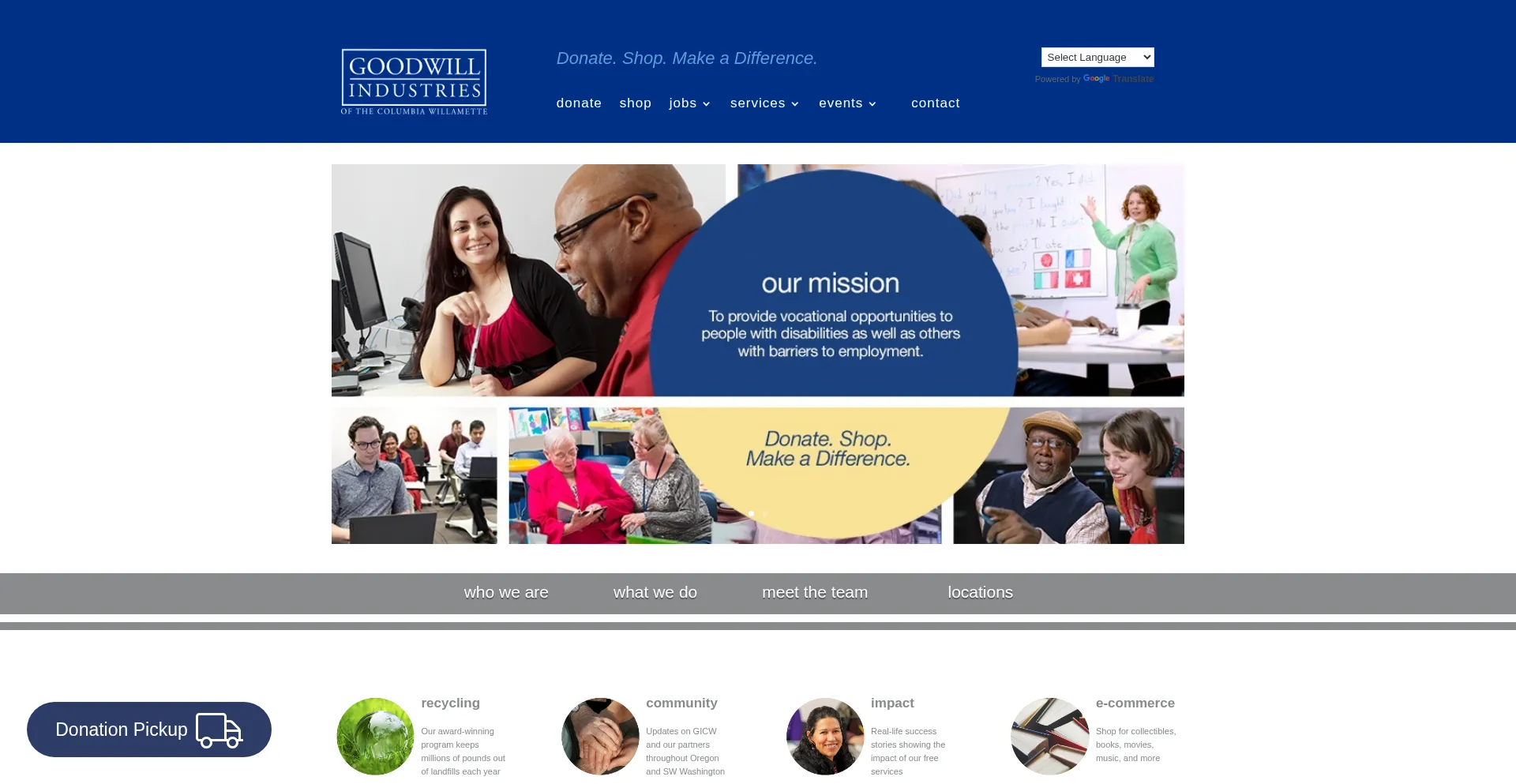 Website screenshot of Meetgoodwill.org