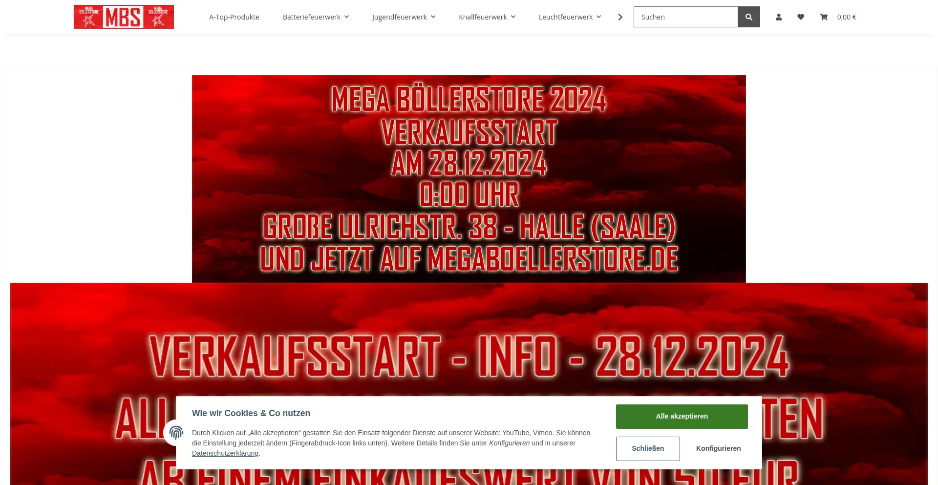 Website screenshot of Megaboellerstore.de