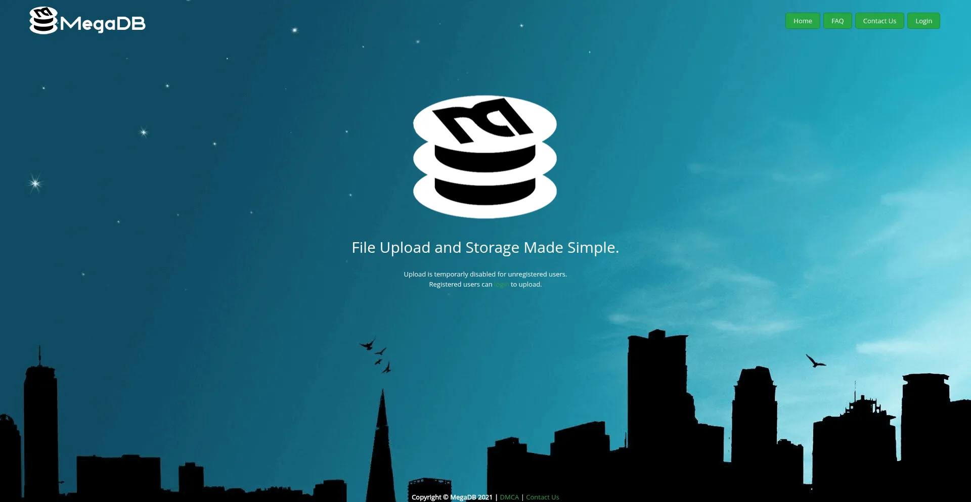 Website screenshot of Megadb.net