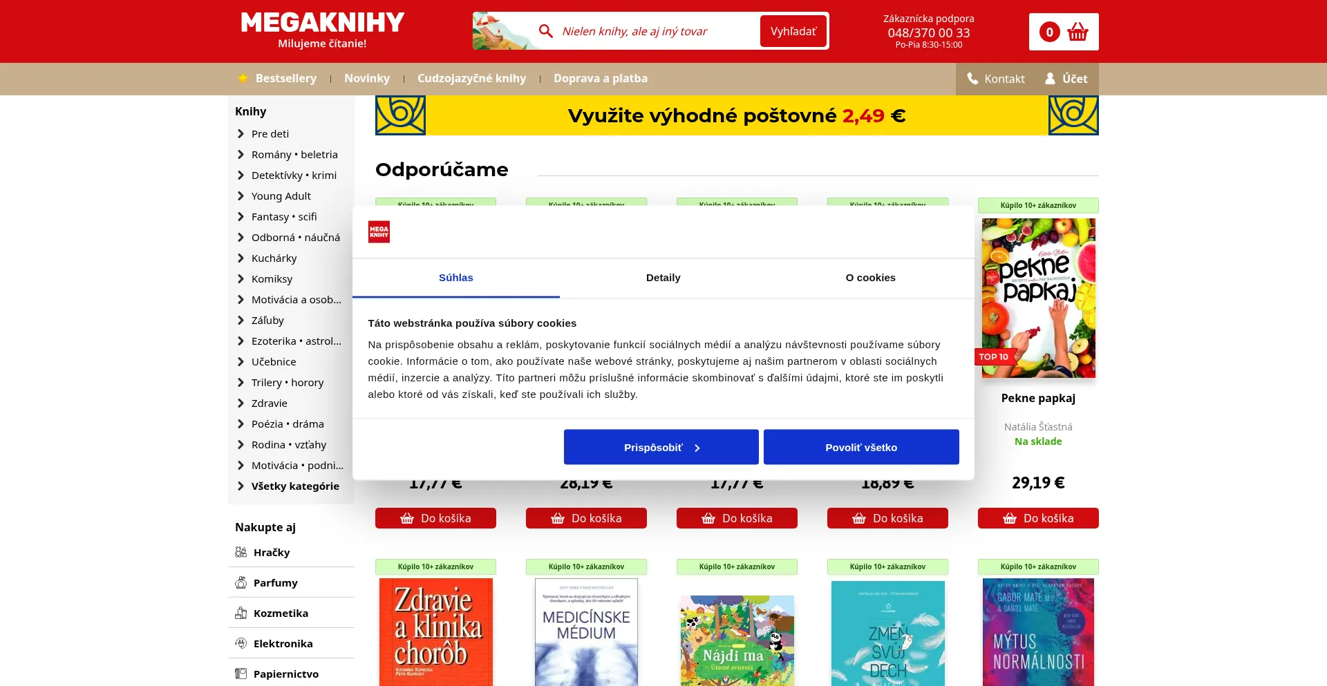 Website screenshot of Megaknihy.sk