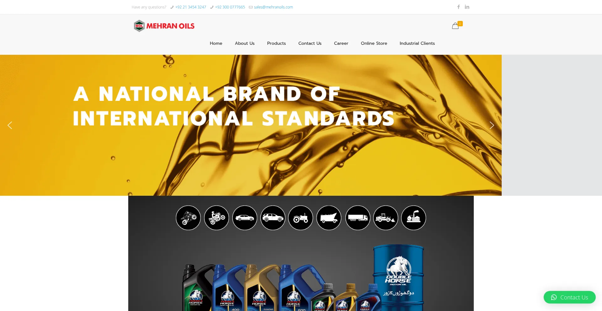 Website screenshot of Mehranoils.com