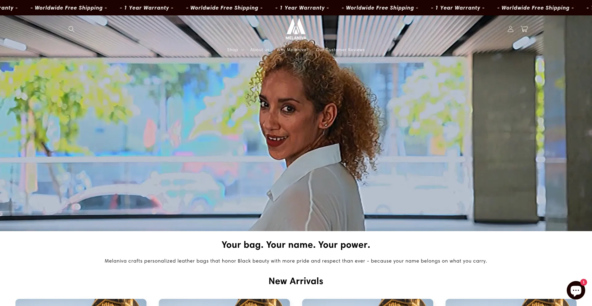 Website screenshot of Melaniva.com