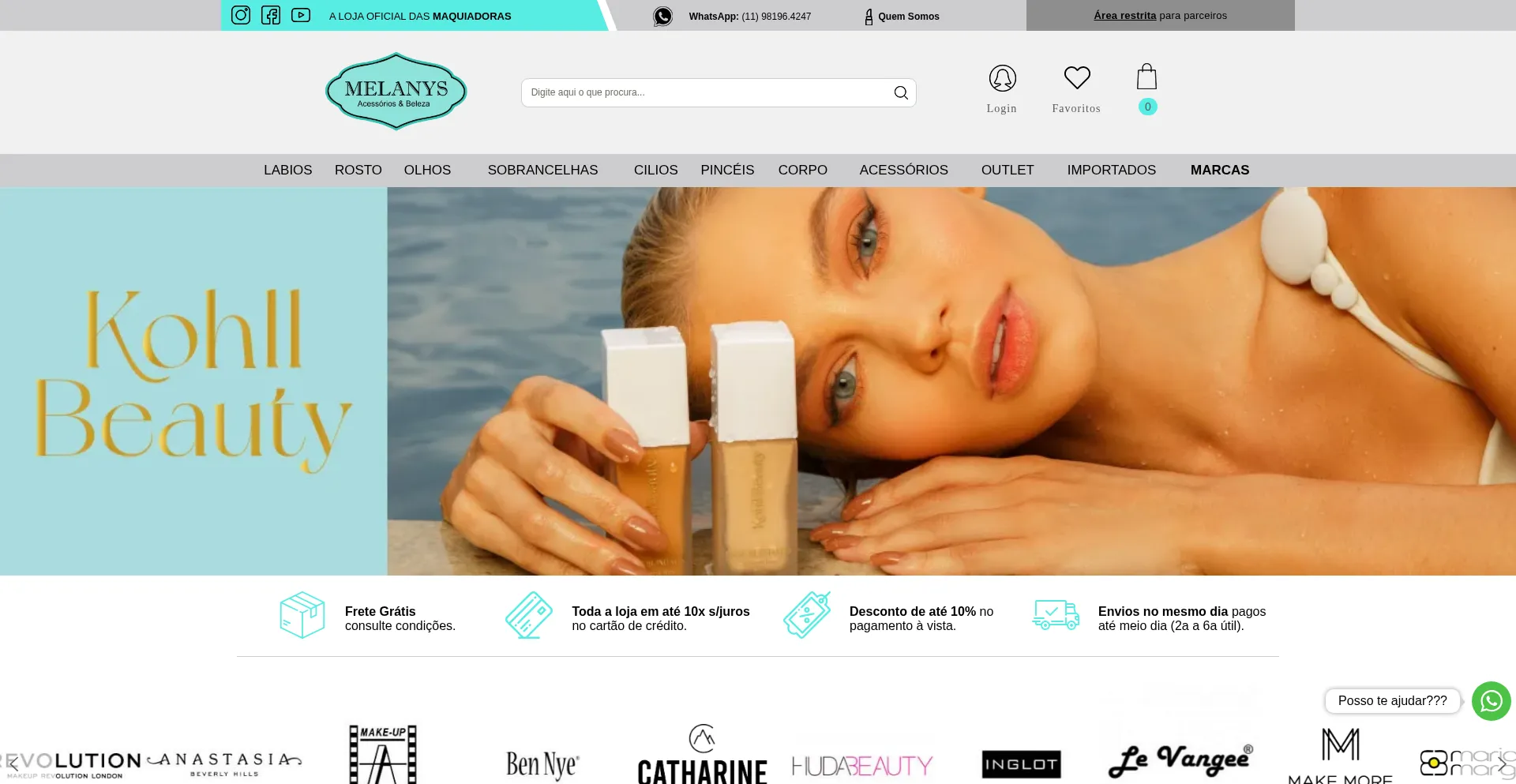 Website screenshot of Melanys.com.br
