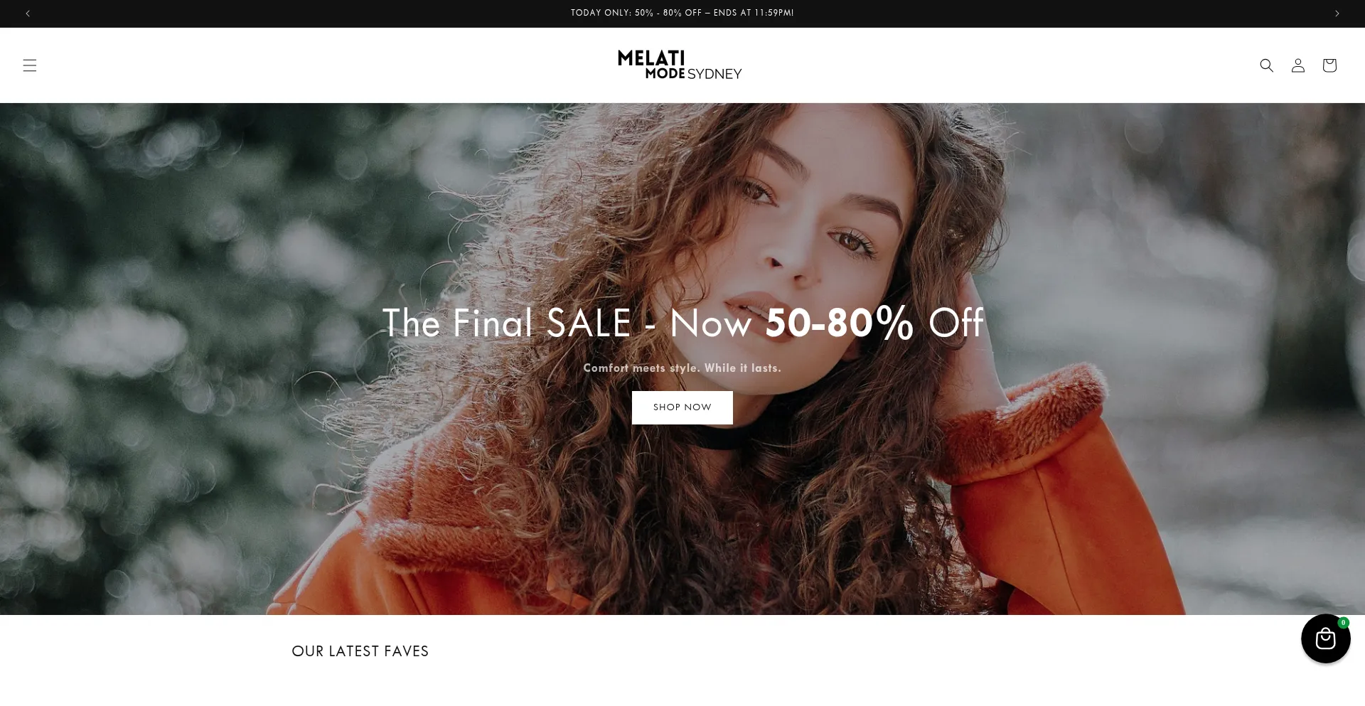 Website screenshot of Melatimode.com