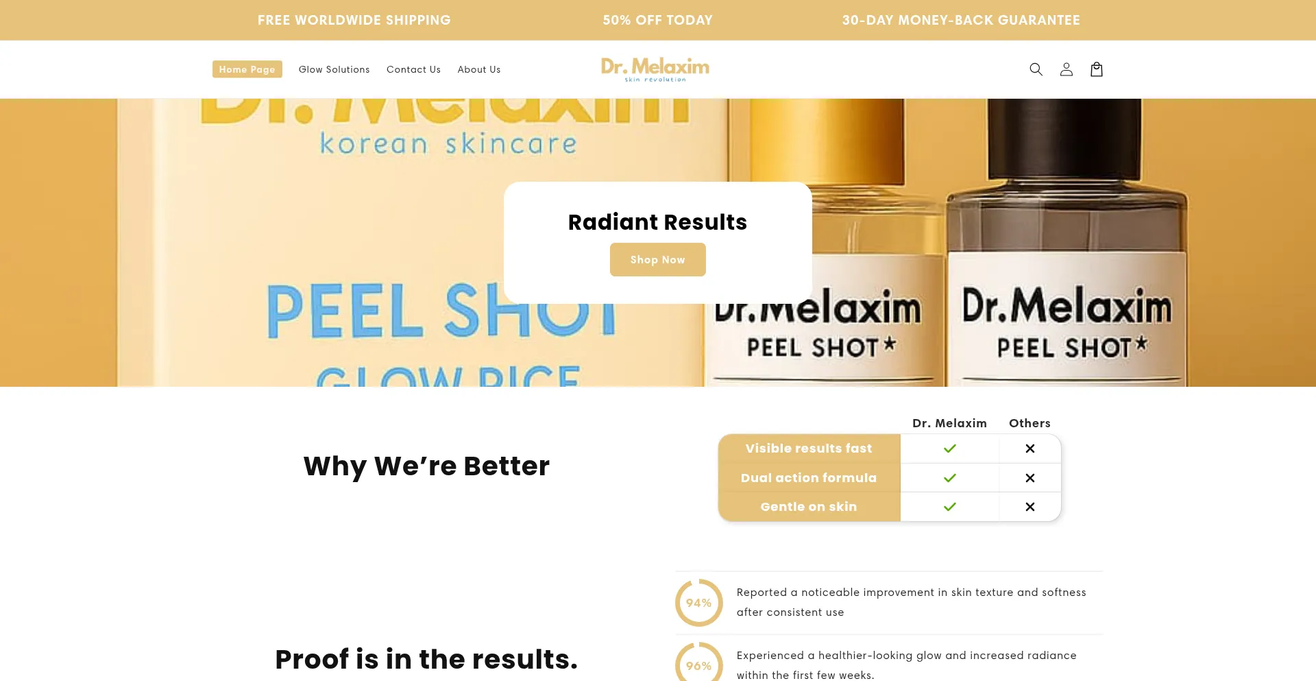 Website screenshot of Melaxim.com
