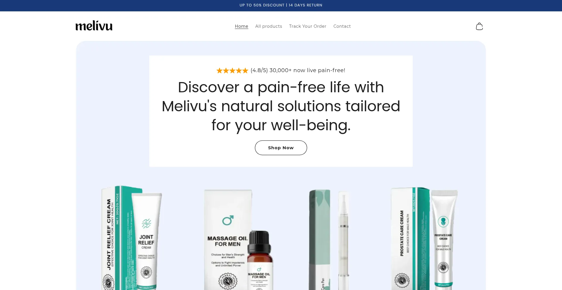 Website screenshot of Melivu.com