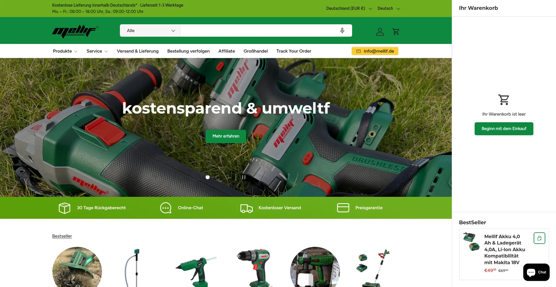 Website screenshot of Mellif.de