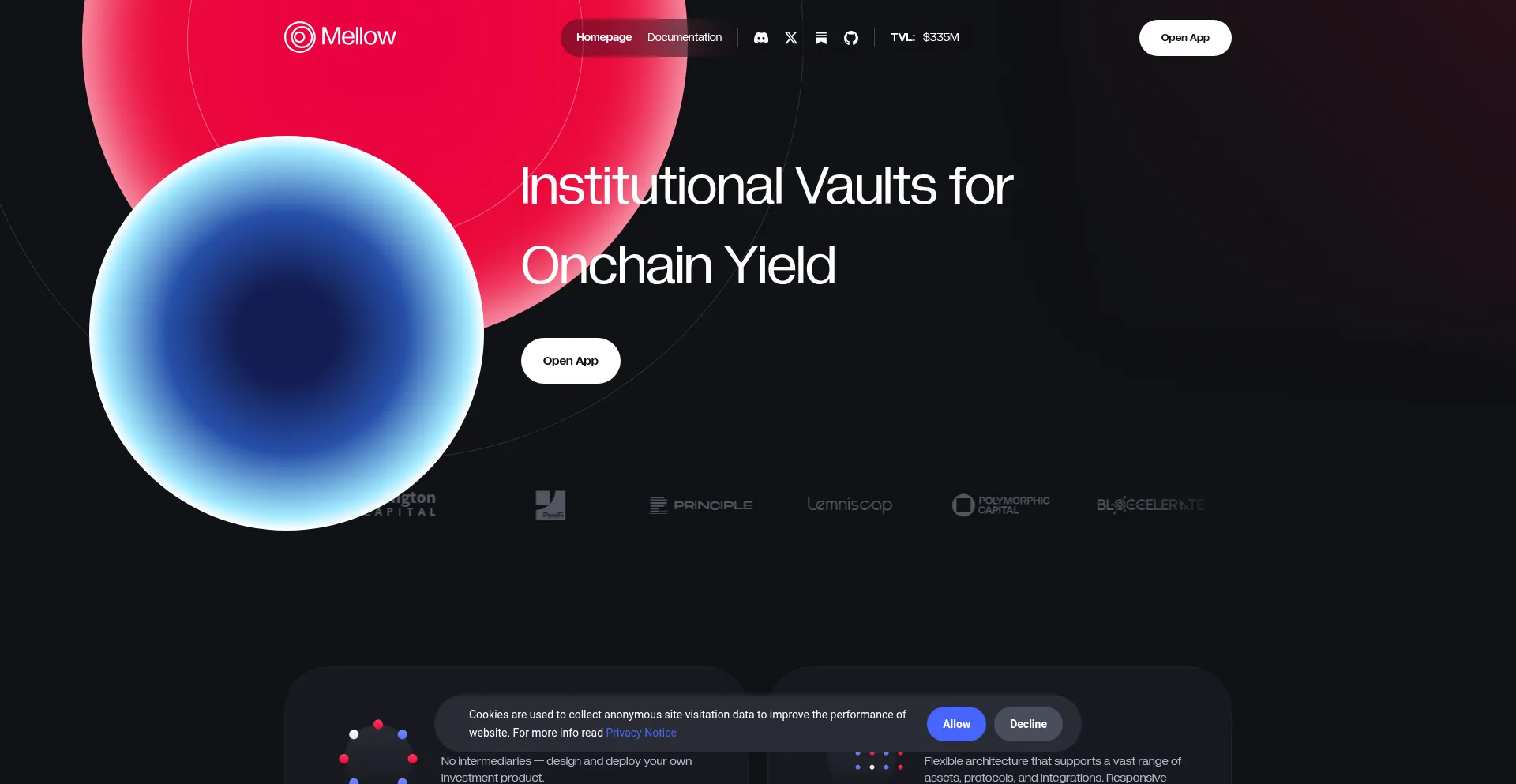 Website screenshot of Mellow.finance