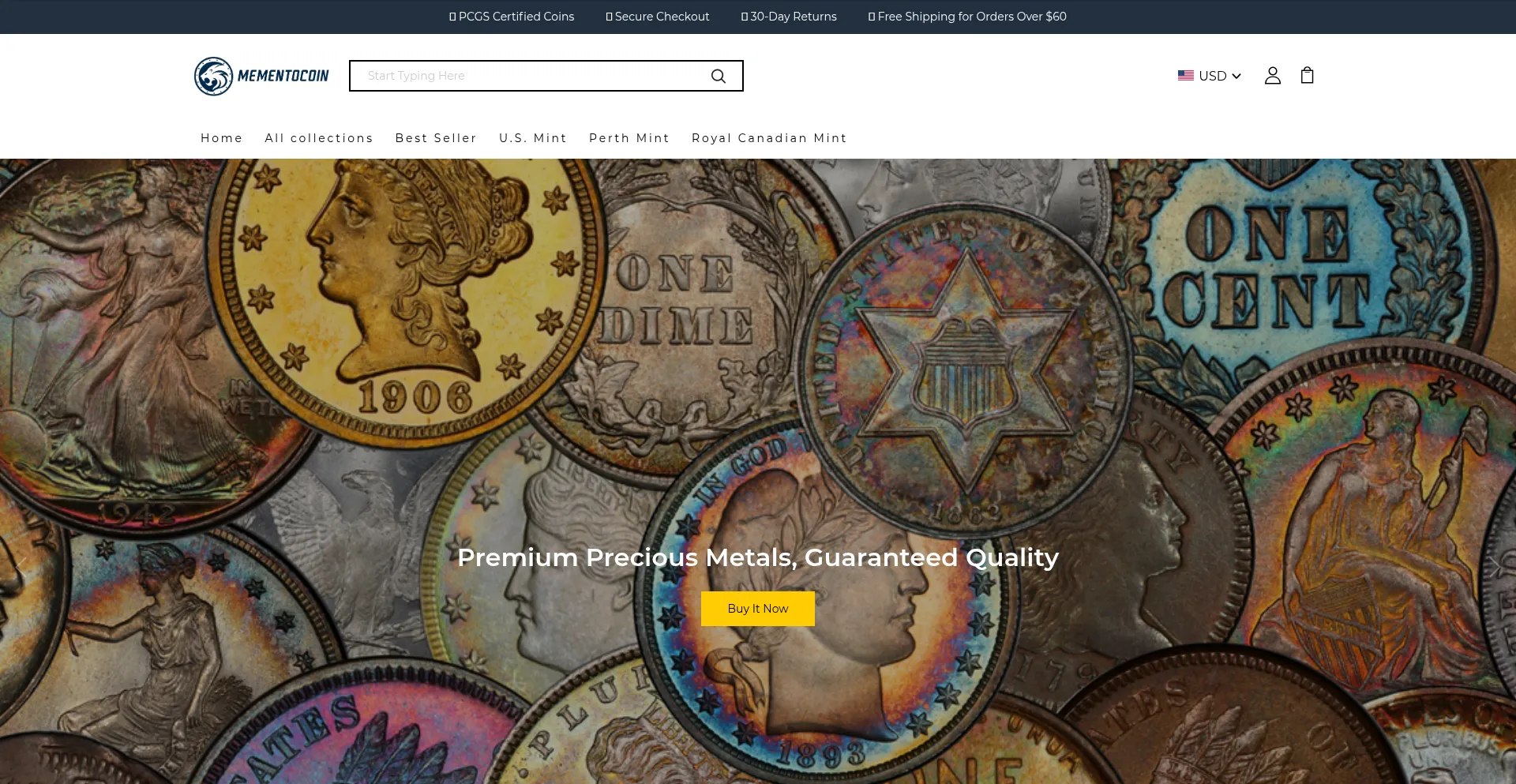 Website screenshot of Mementocoin.com
