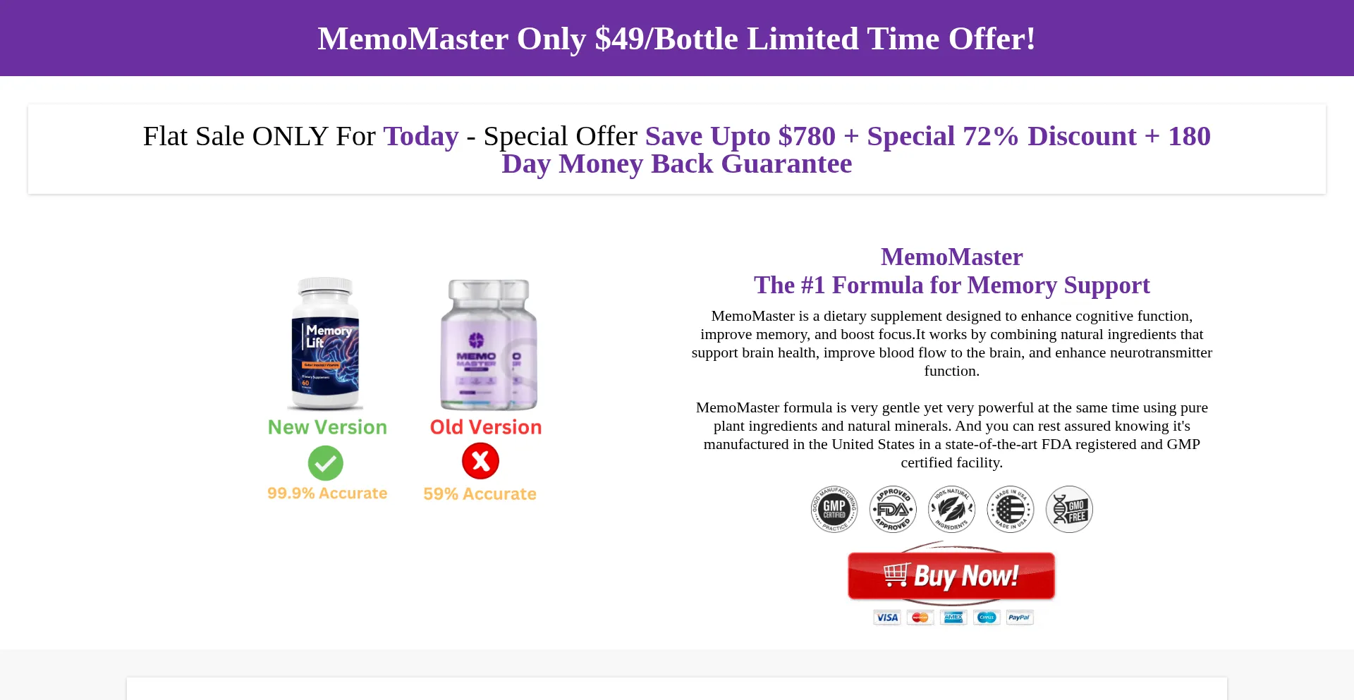 Website screenshot of Memomaster.us