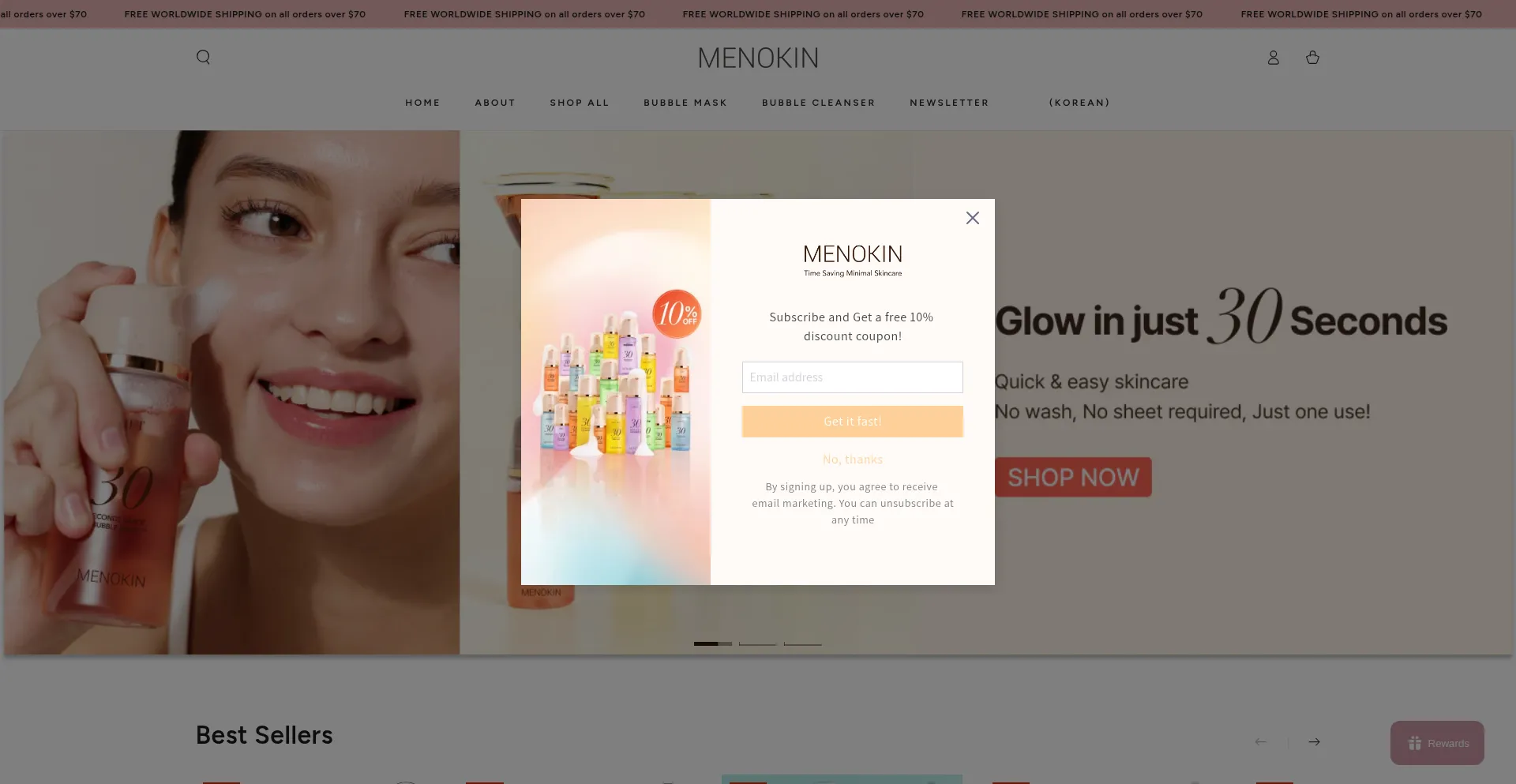 Menokinbeauty.com Screenshot