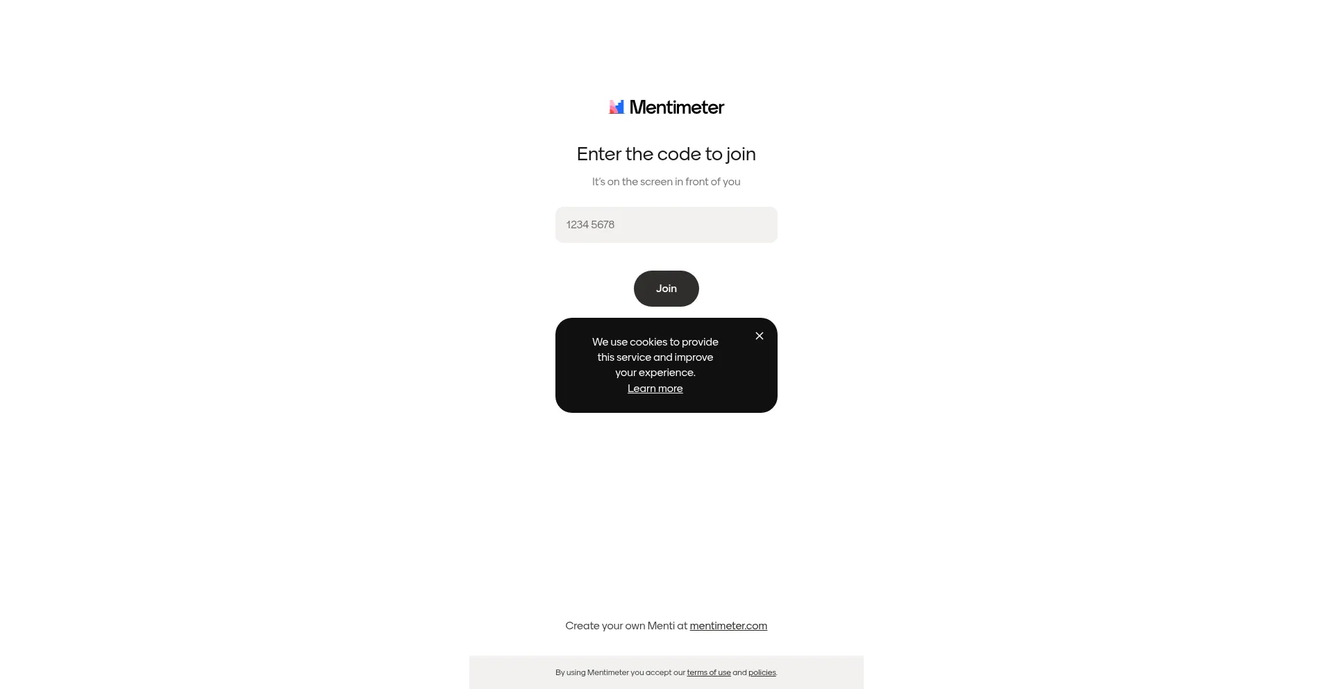 Website screenshot of Menti.com