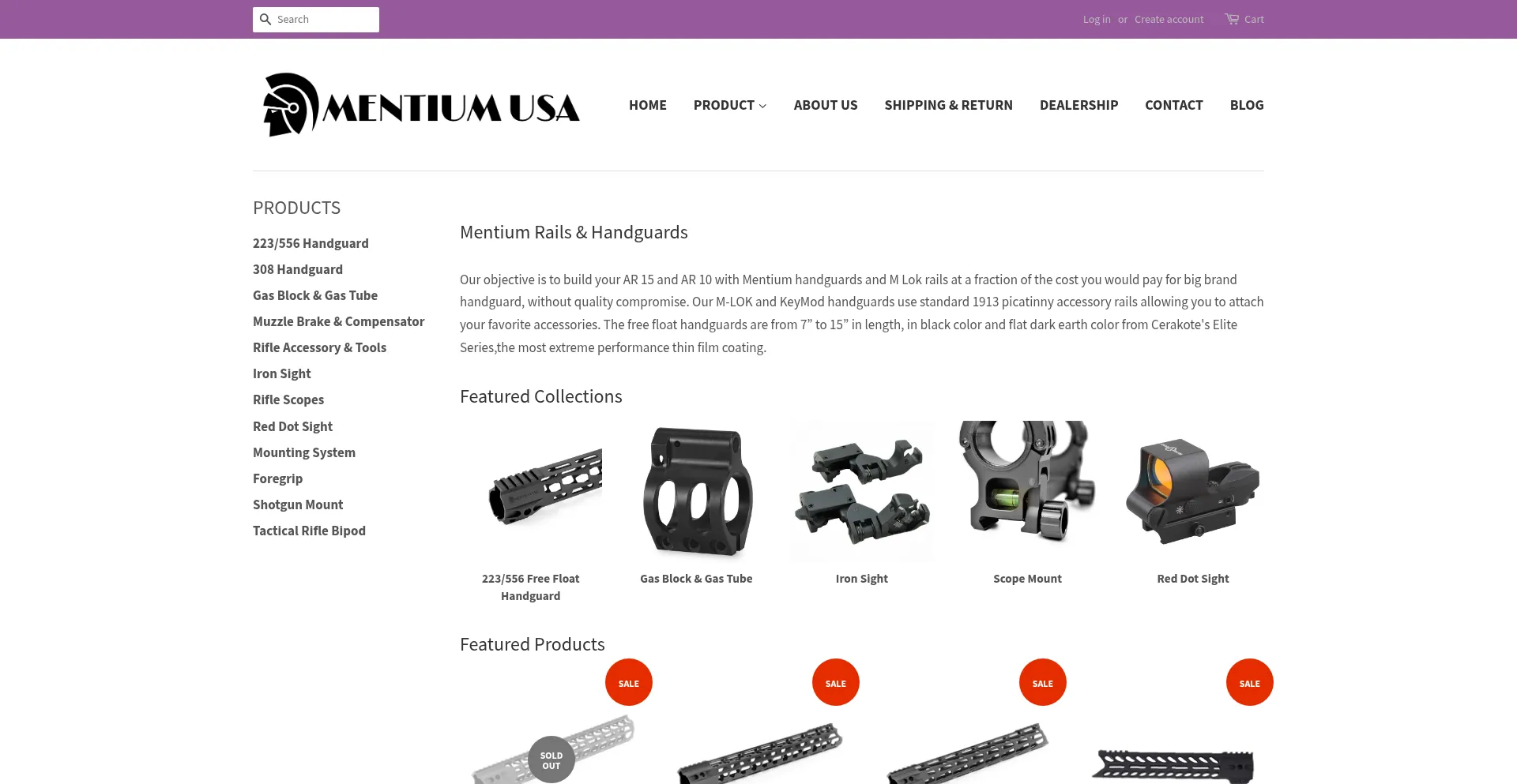 Website screenshot of Mentium-usa.com