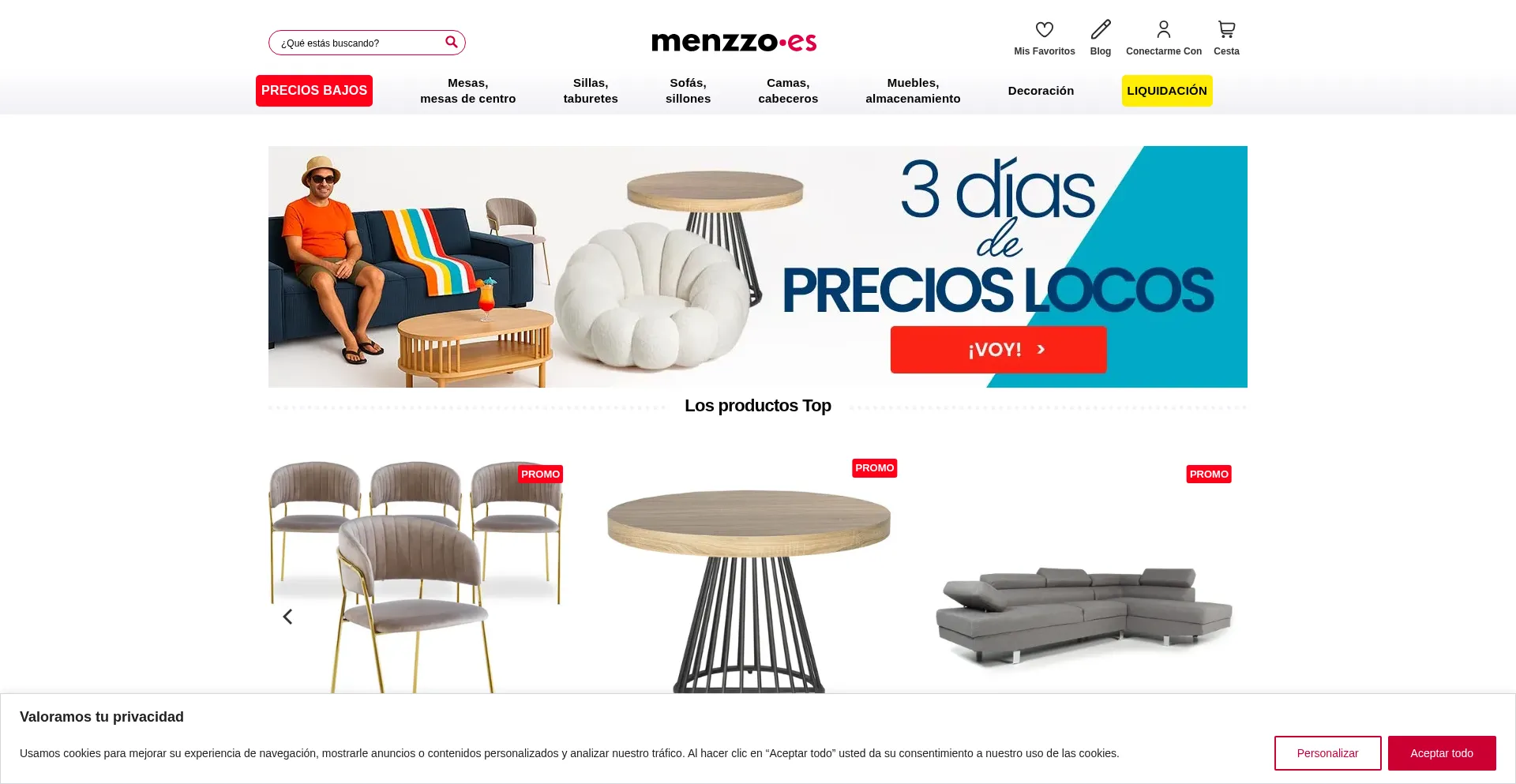 Website screenshot of Menzzo.es