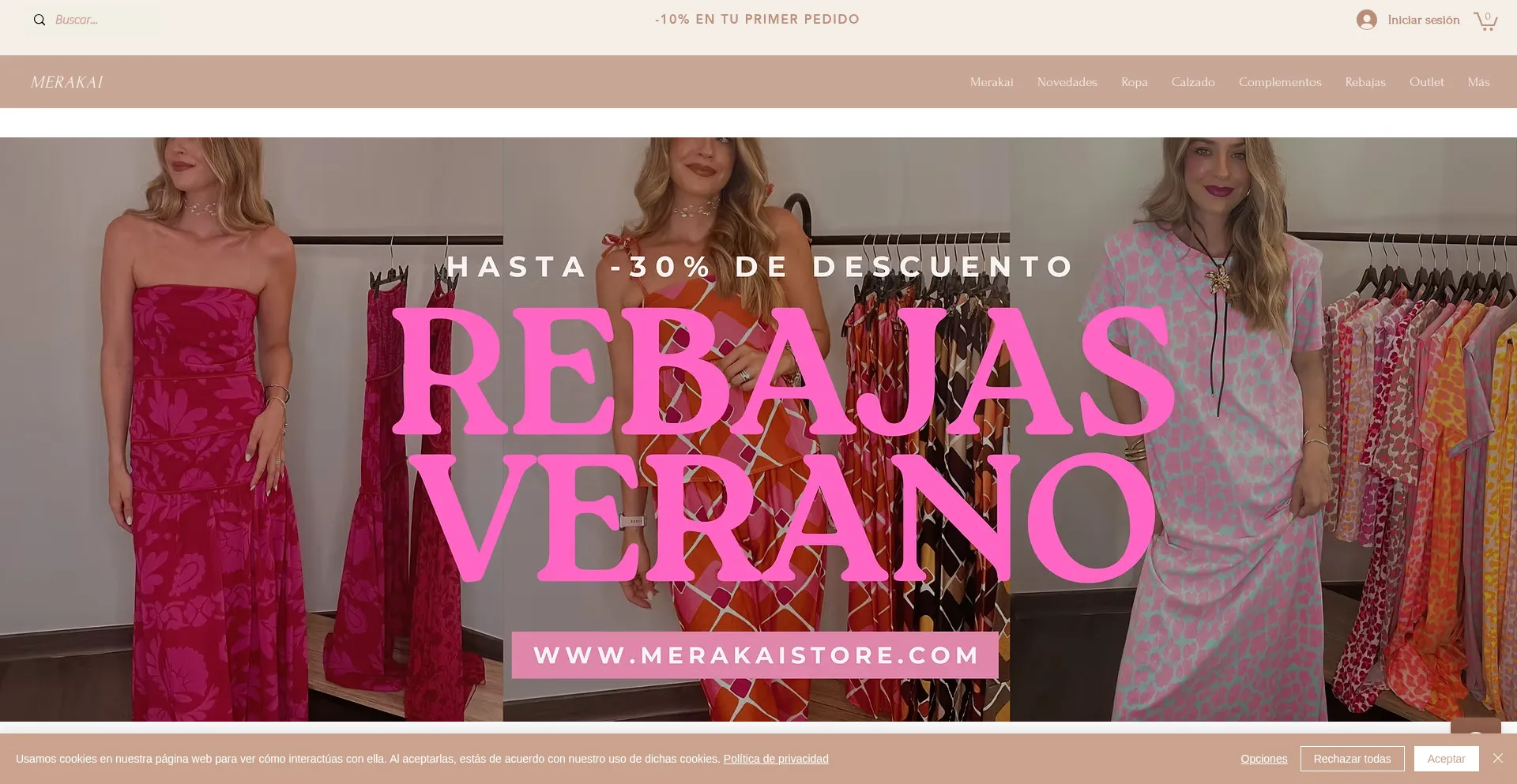 Website screenshot of Merakaistore.com