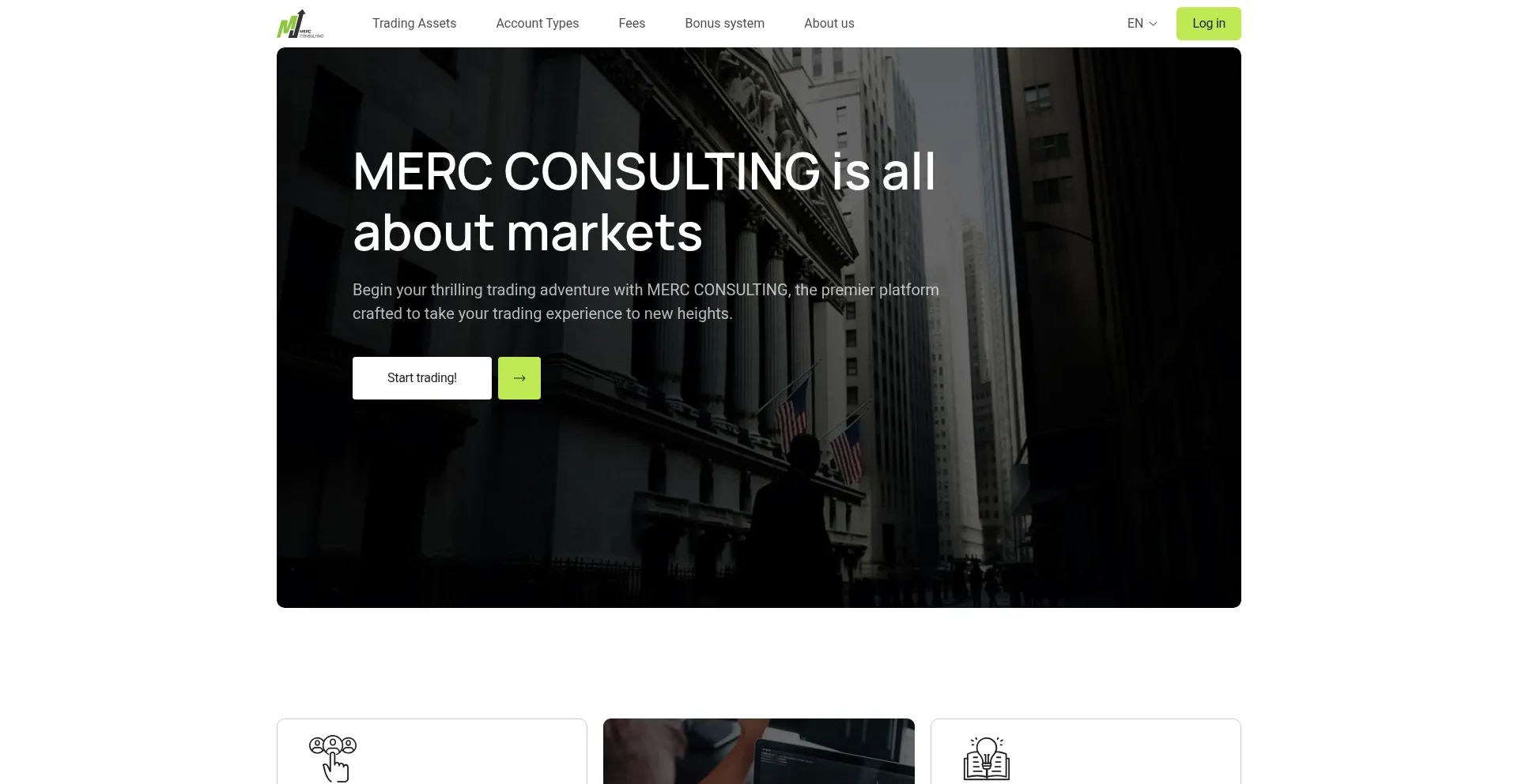 Website screenshot of Merc-consulting.services