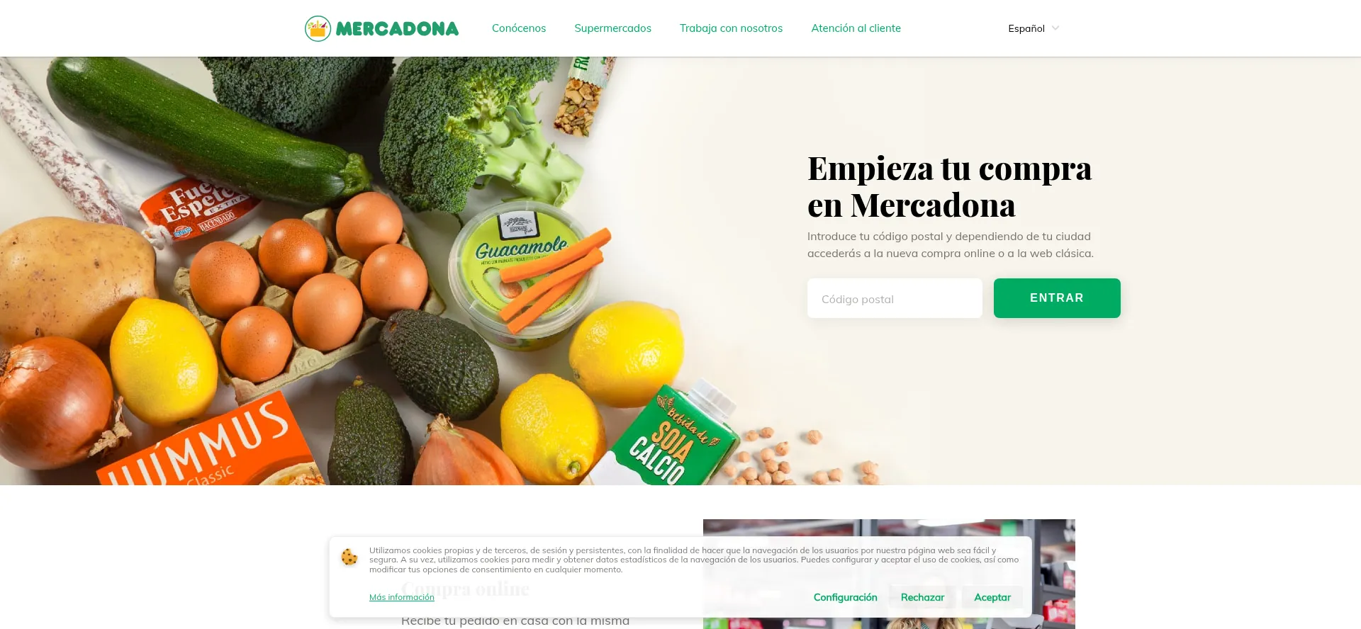 Website screenshot of Mercadona.es