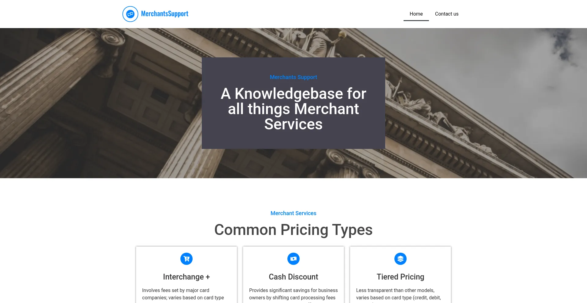 Website screenshot of Merchantssupport.com