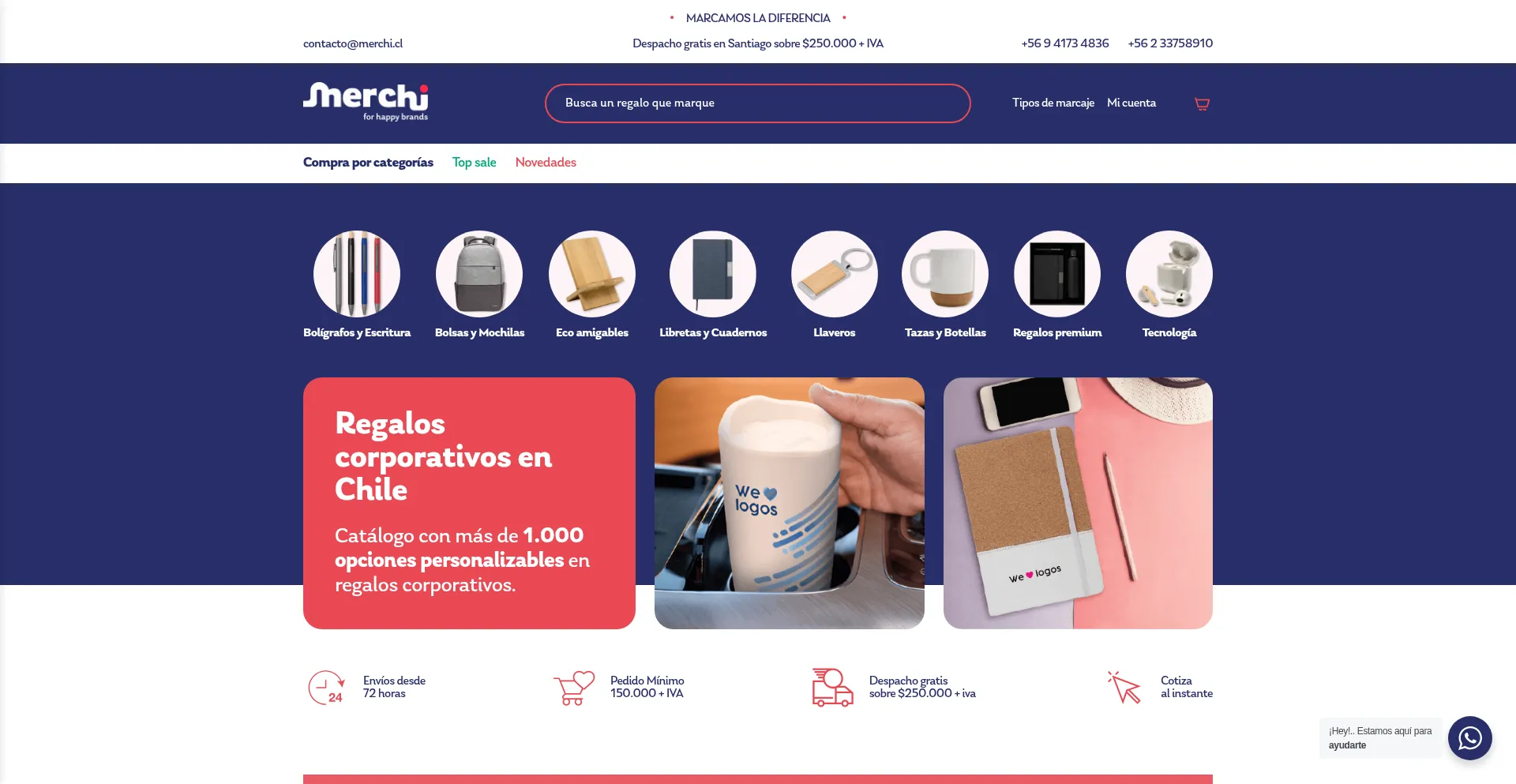 Website screenshot of Merchi.cl