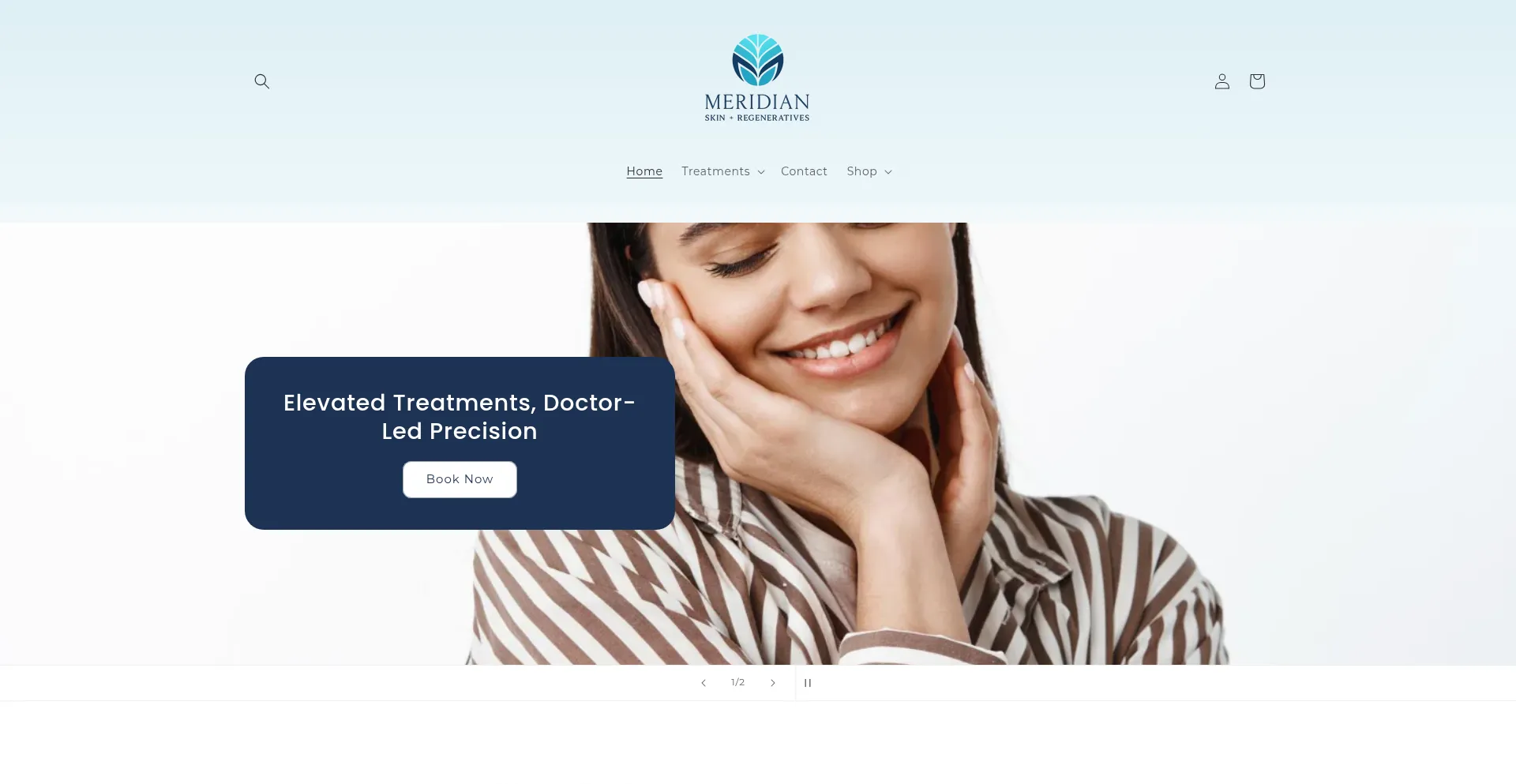 Website screenshot of Meridianskin.com.au