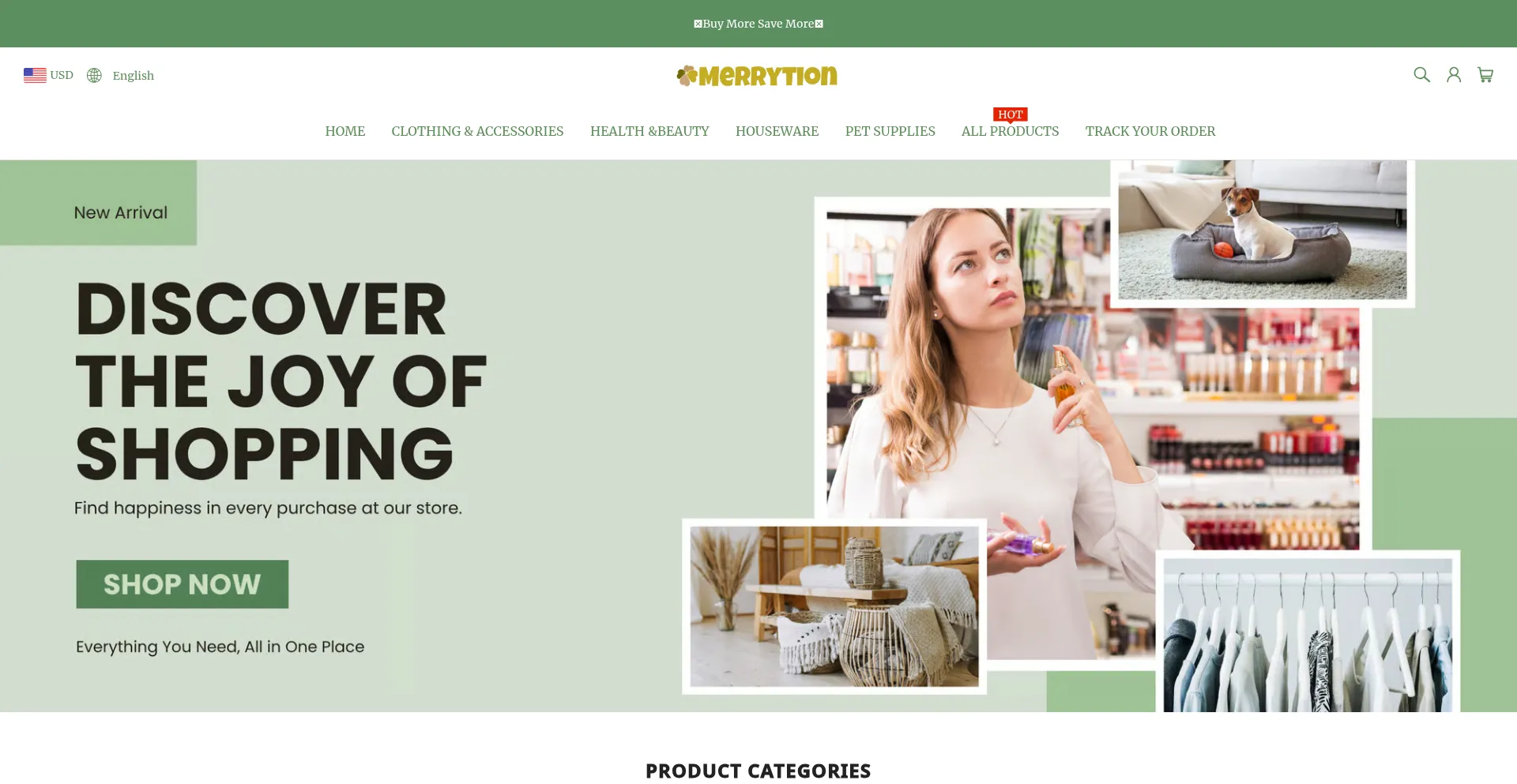 Website screenshot of Merrytion.com