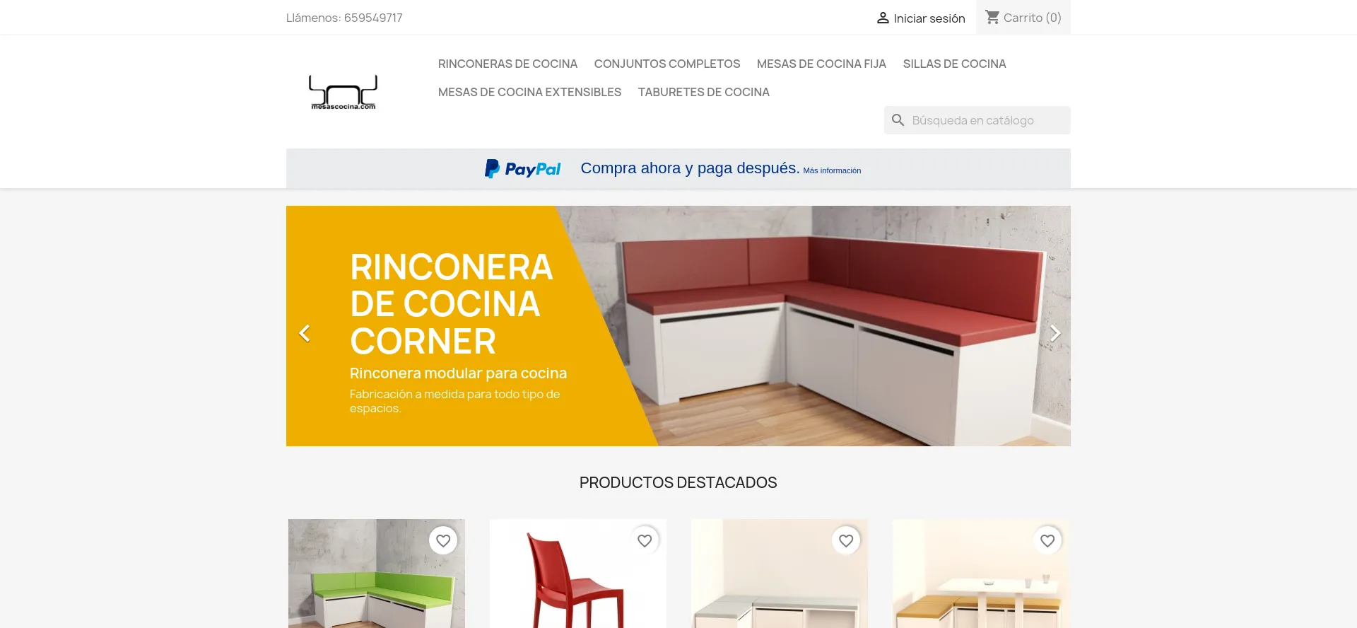 Website screenshot of Mesascocina.com