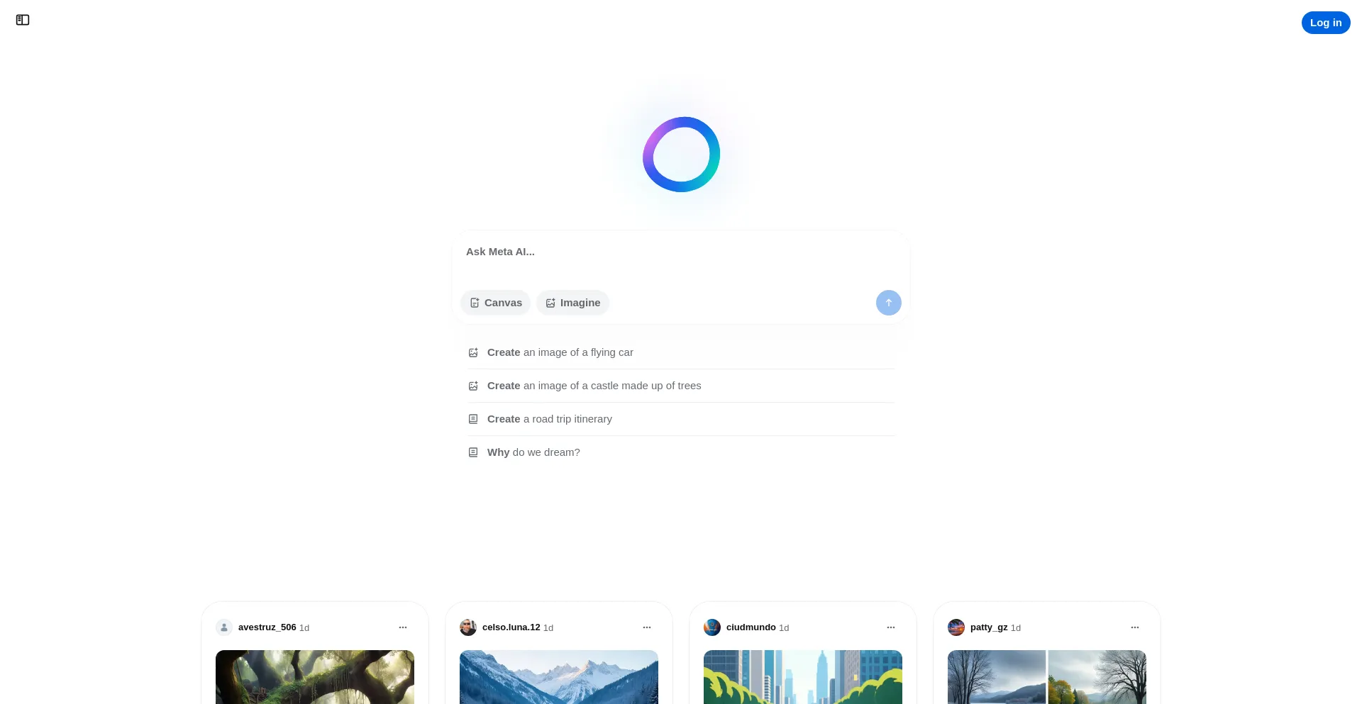 Website screenshot of Meta.ai