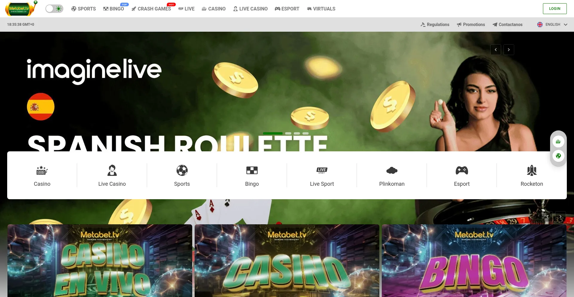 Website screenshot of Metabet.tv