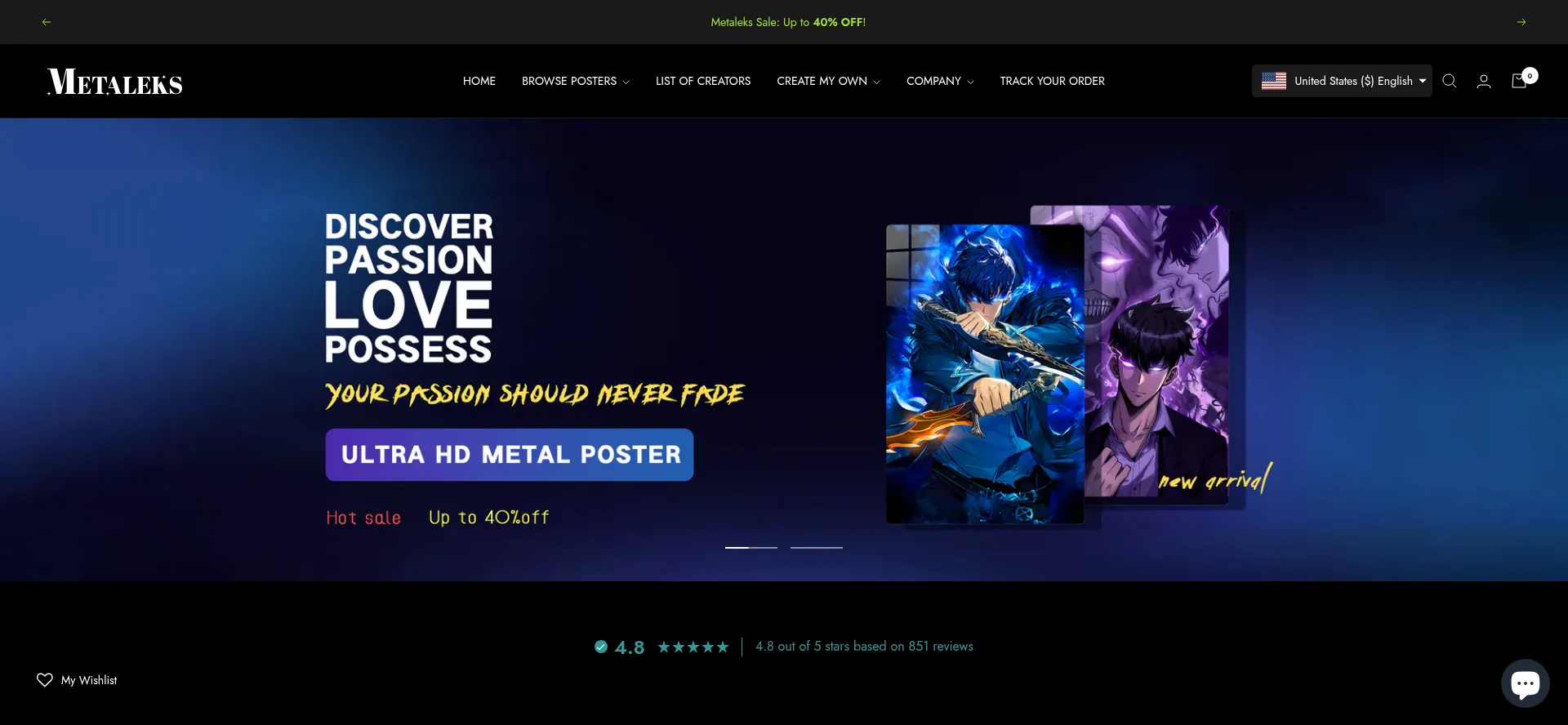 Website screenshot of Metaleks.com
