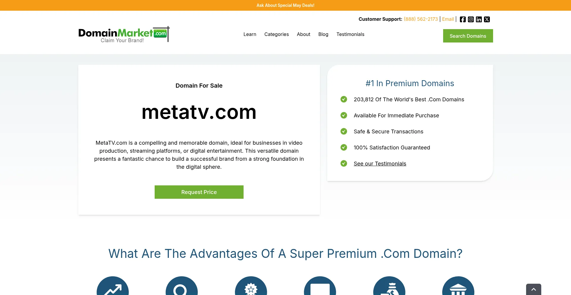Website screenshot of Metatv.com