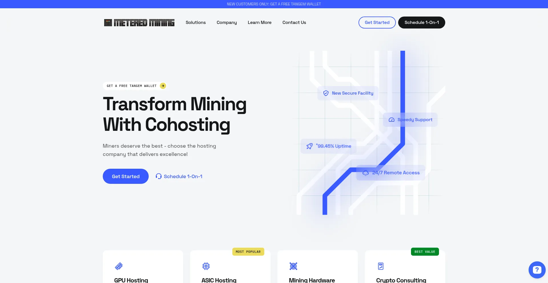 Website screenshot of Meteredmining.io