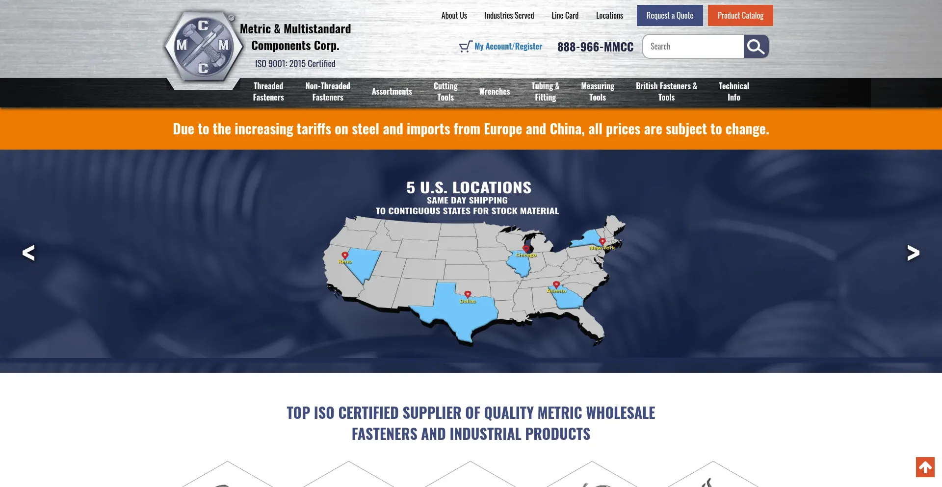 Website screenshot of Metricmcc.com