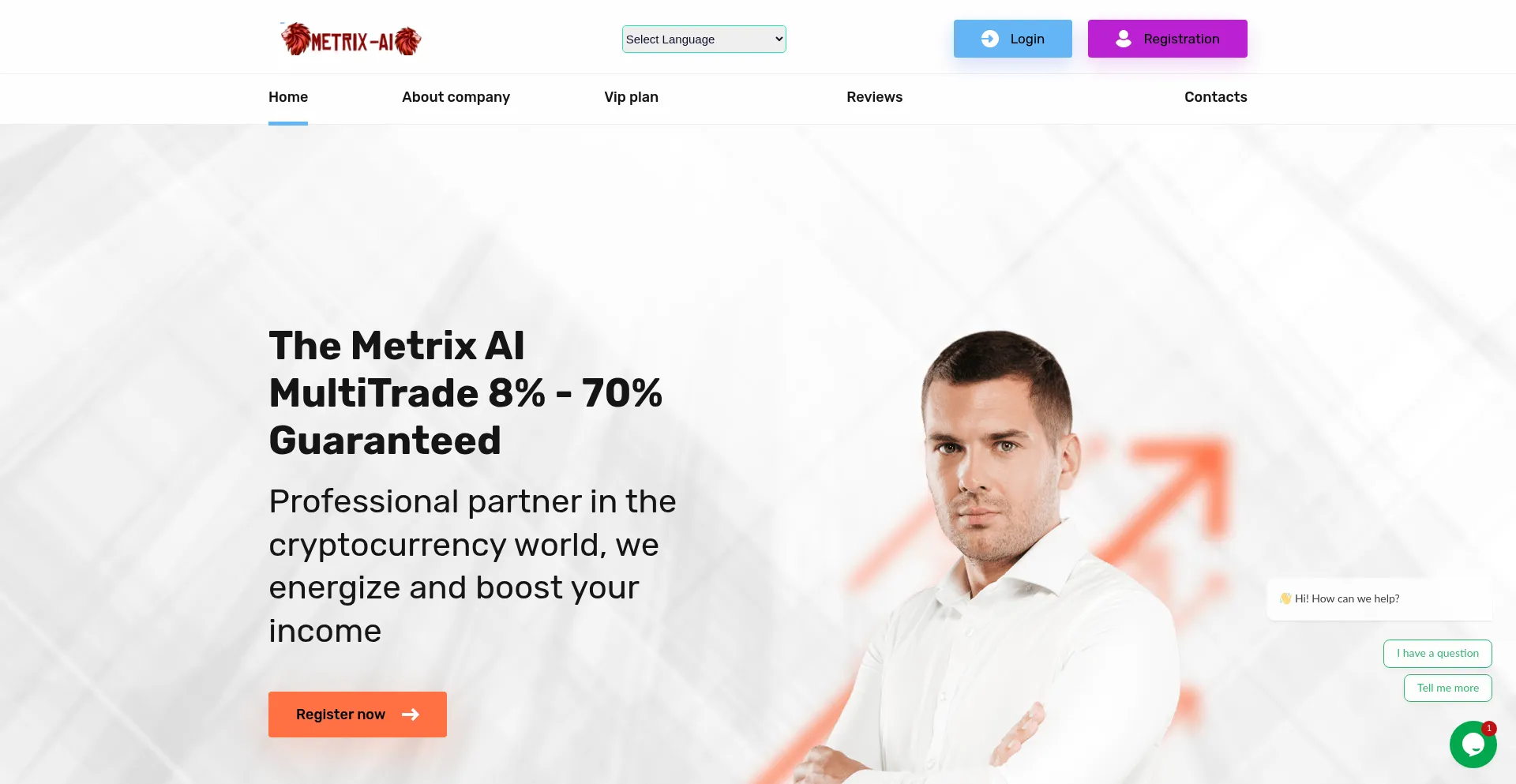 Website screenshot of Metrixai.pro