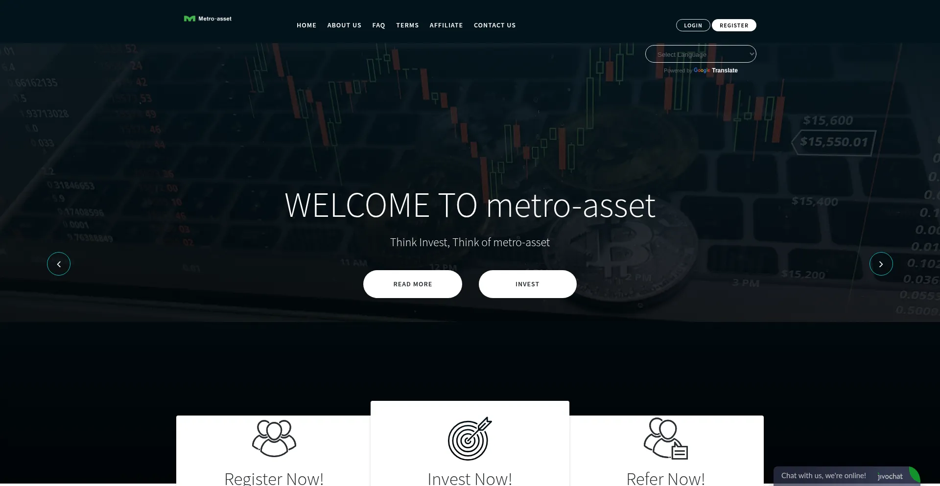 Website screenshot of Metro-assets.com