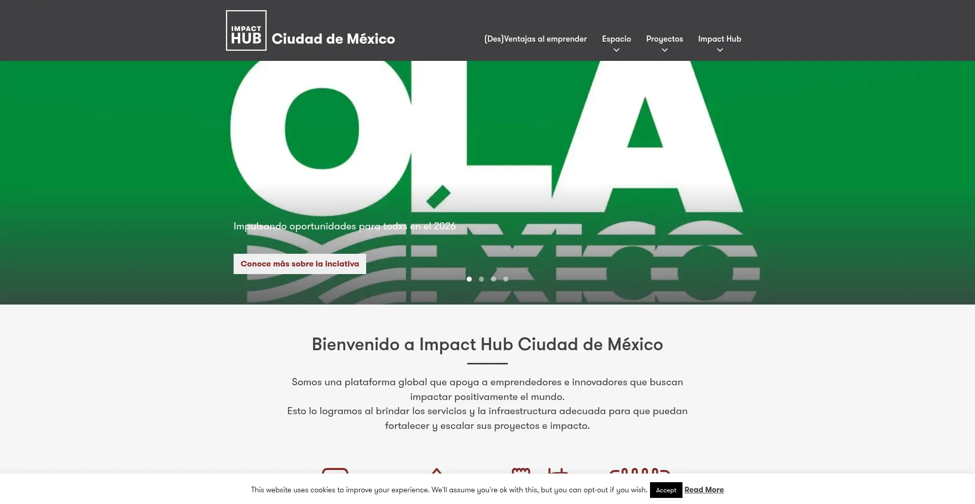 Website screenshot of Mexicocity.impacthub.net