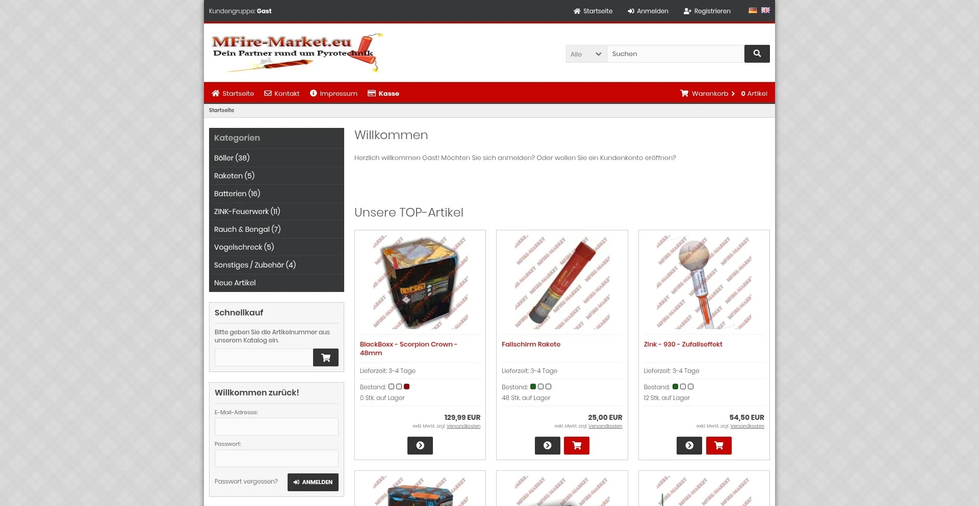Website screenshot of Mfire-market.eu