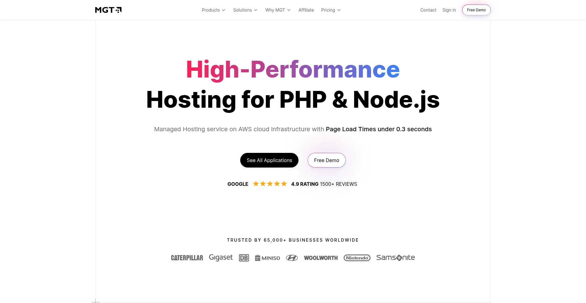 Website screenshot of Mgt.io