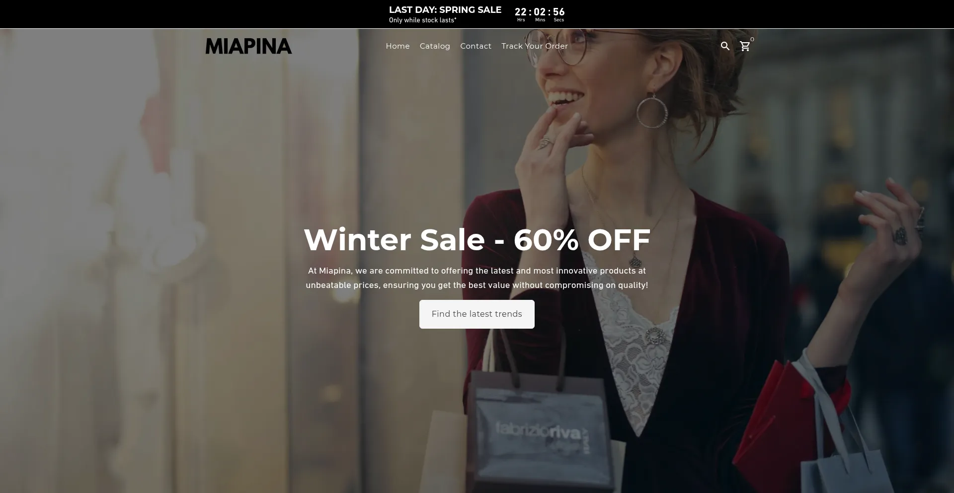 Website screenshot of Miapina.com