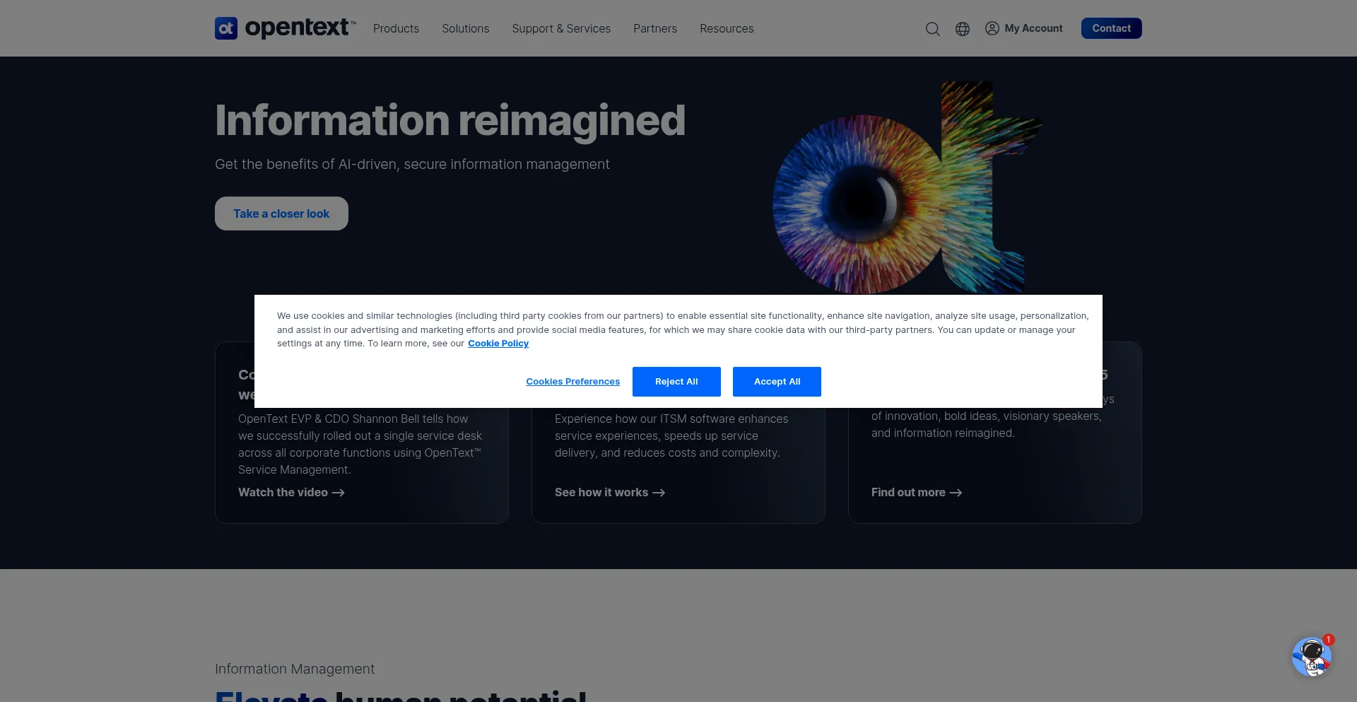 Website screenshot of Microfocus.com