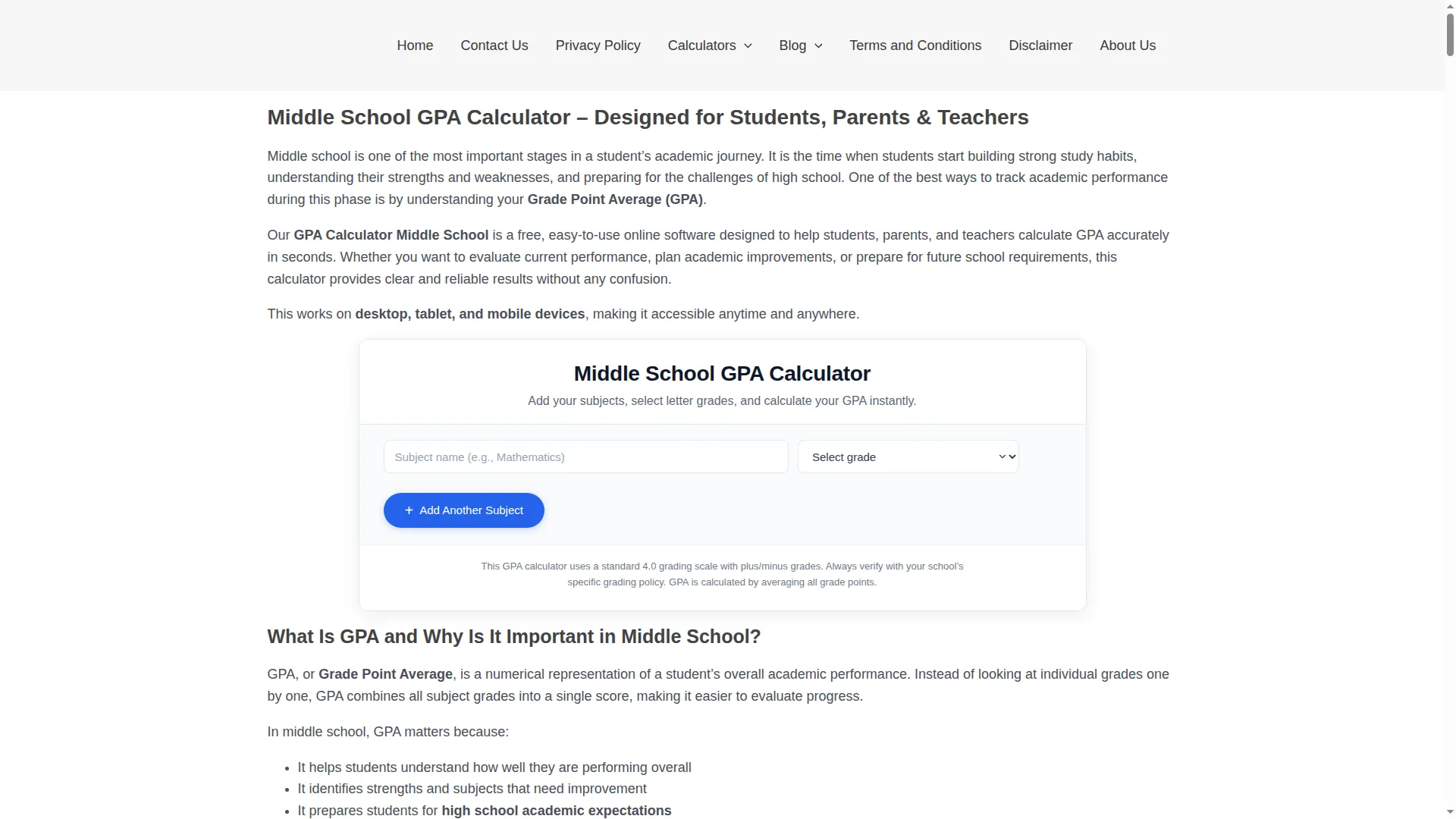 Middleschoolgpacalculator.com