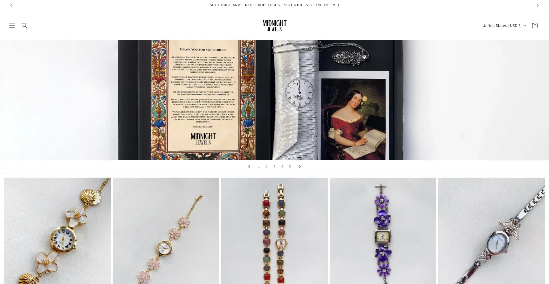 Website screenshot of Midnightjewelsandco.com