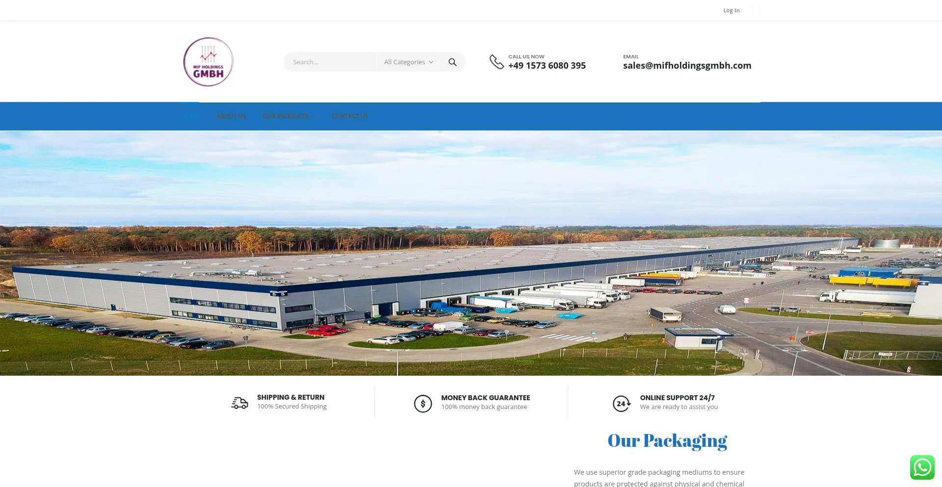 Website screenshot of Mifholdingsgmbh.com