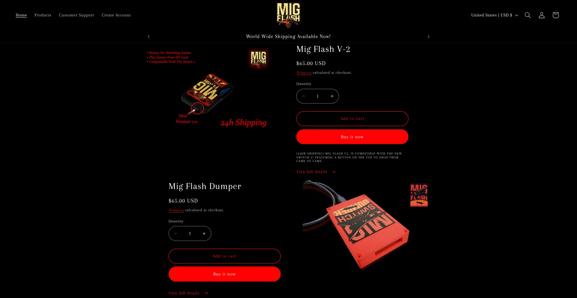 Website screenshot of Migflashunited.shop