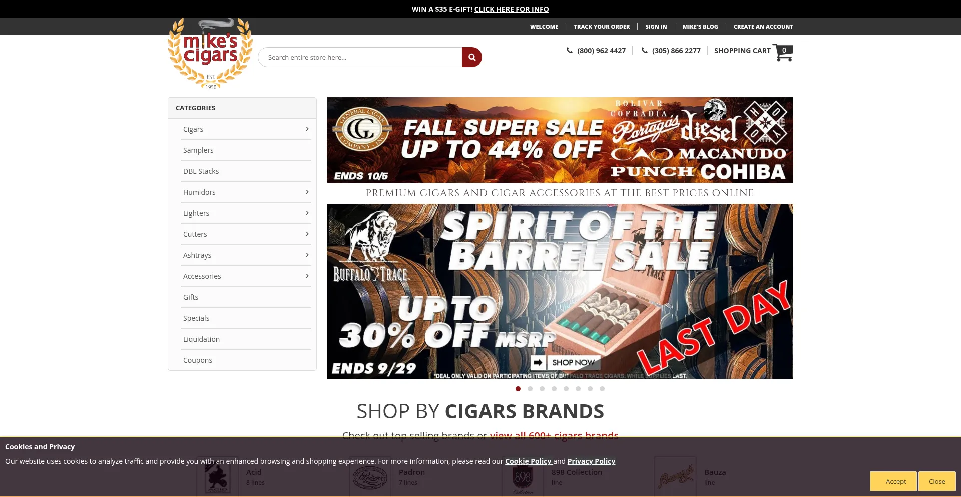 Mikescigars.com Screenshot