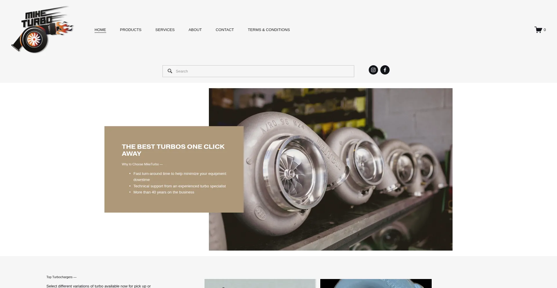Website screenshot of Miketurboinc.com