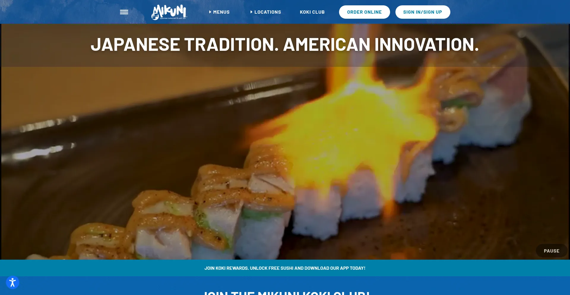 Website screenshot of Mikunisushi.com