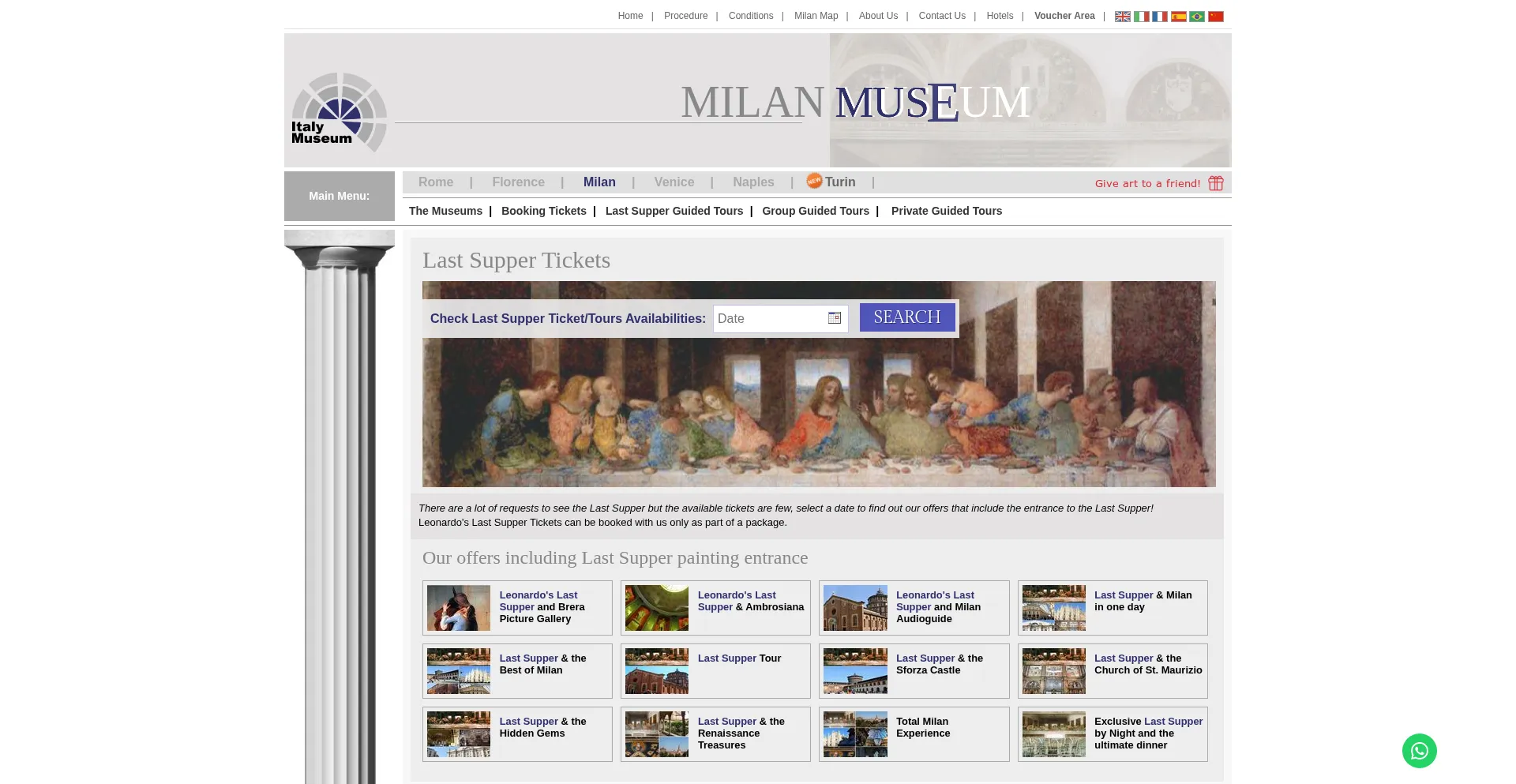 Website screenshot of Milan-museum.com